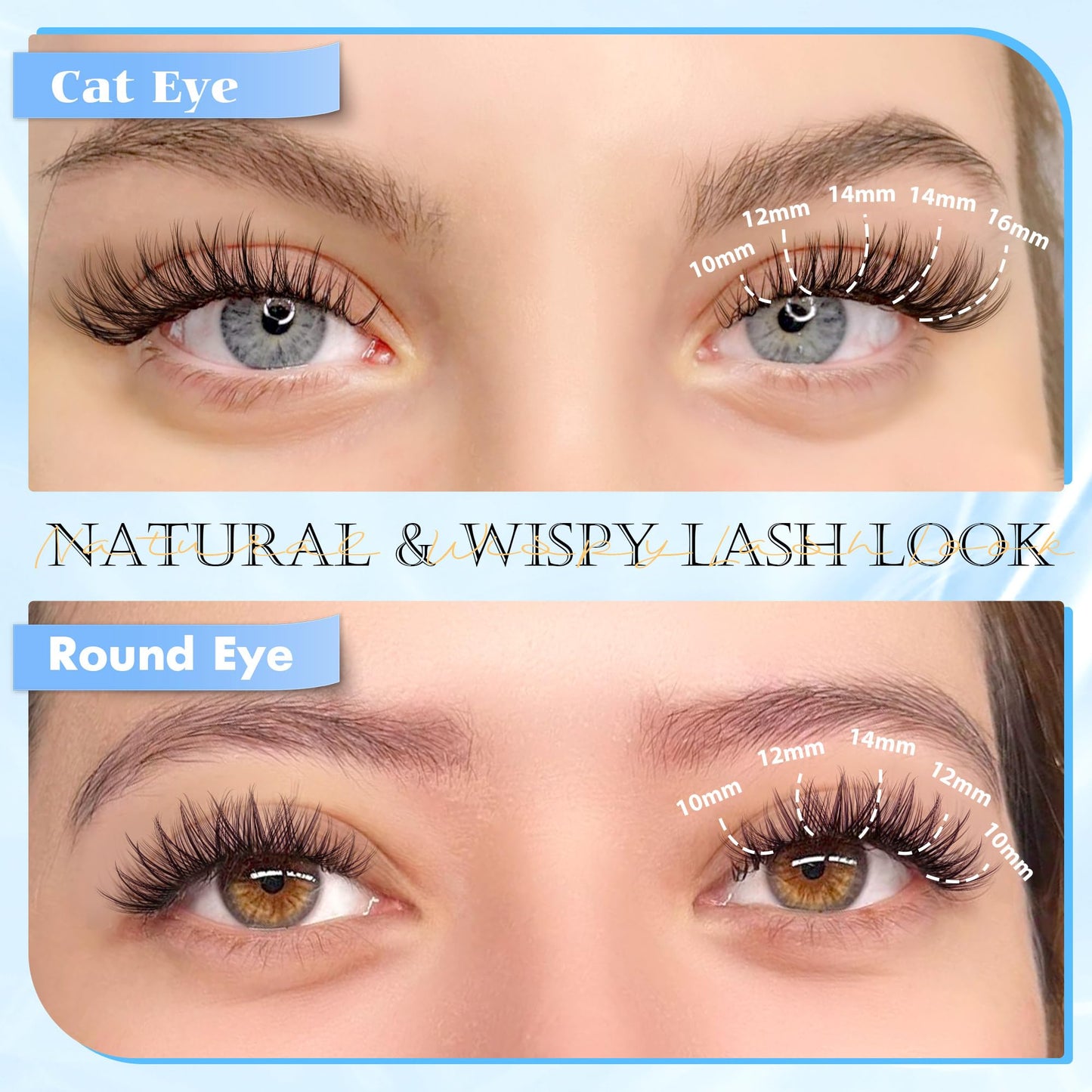 PHKERATA Natural Lash Clusters Wispy Eyelash Clusters 110 pcs Cluster Eyelash Extensions C Curl Individual Lashes 10-16 mm Mix Length Natural Look Lashes Clusters with Thin Lash Band