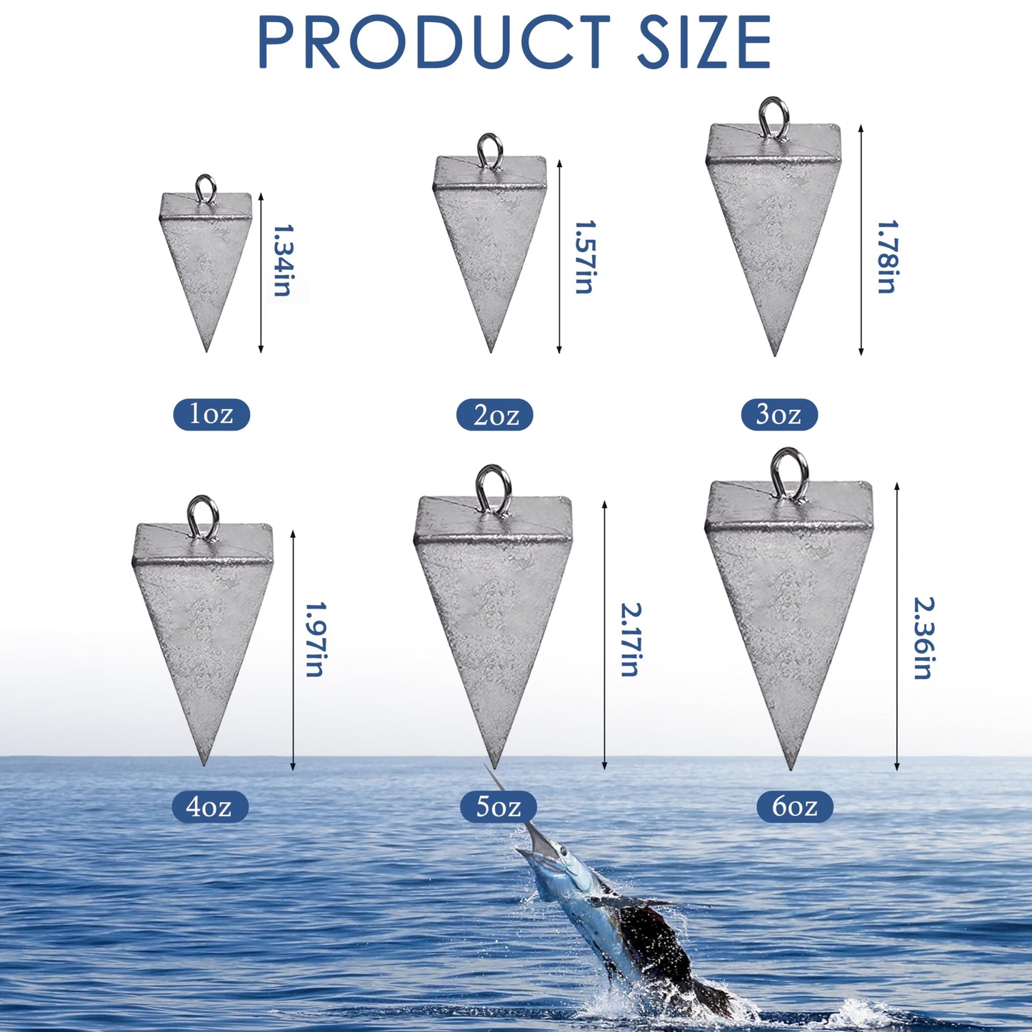 Pyramid Sinkers Fishing Weights Fishing Sinker, Saltwater Fishing Weights Sinkers for Saltwater Surf Fishing Gear Tackle 1oz 2oz 3oz