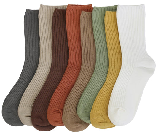 ACCFOD Fall Slouch Socks for Women Cotton Slouchy Socks Brown Coffee Gray Orange Green Yellow Nude White Socks