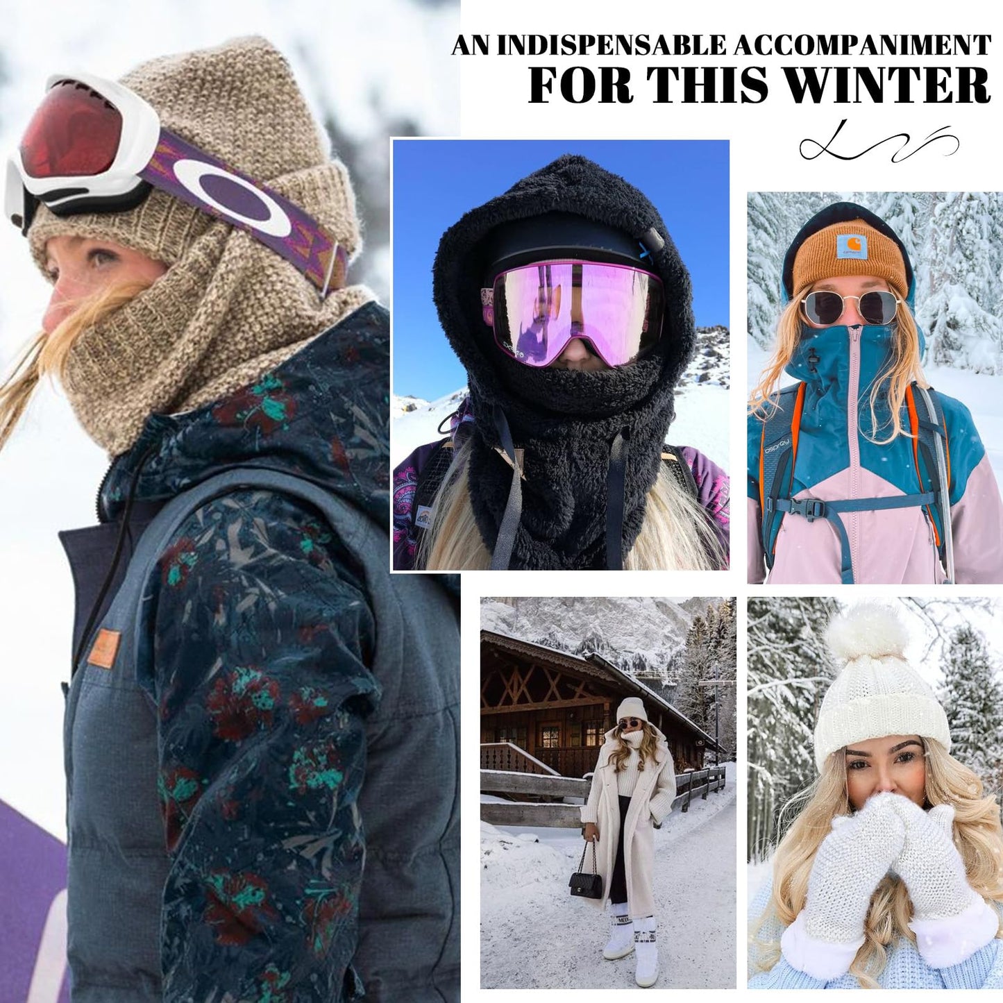 HAIMEIKANG Balaclava Ski Hat Wind-Resistant Hat Cap Scarf for Women and Men - Face Cover for Extreme Cold Weather Gear Beige