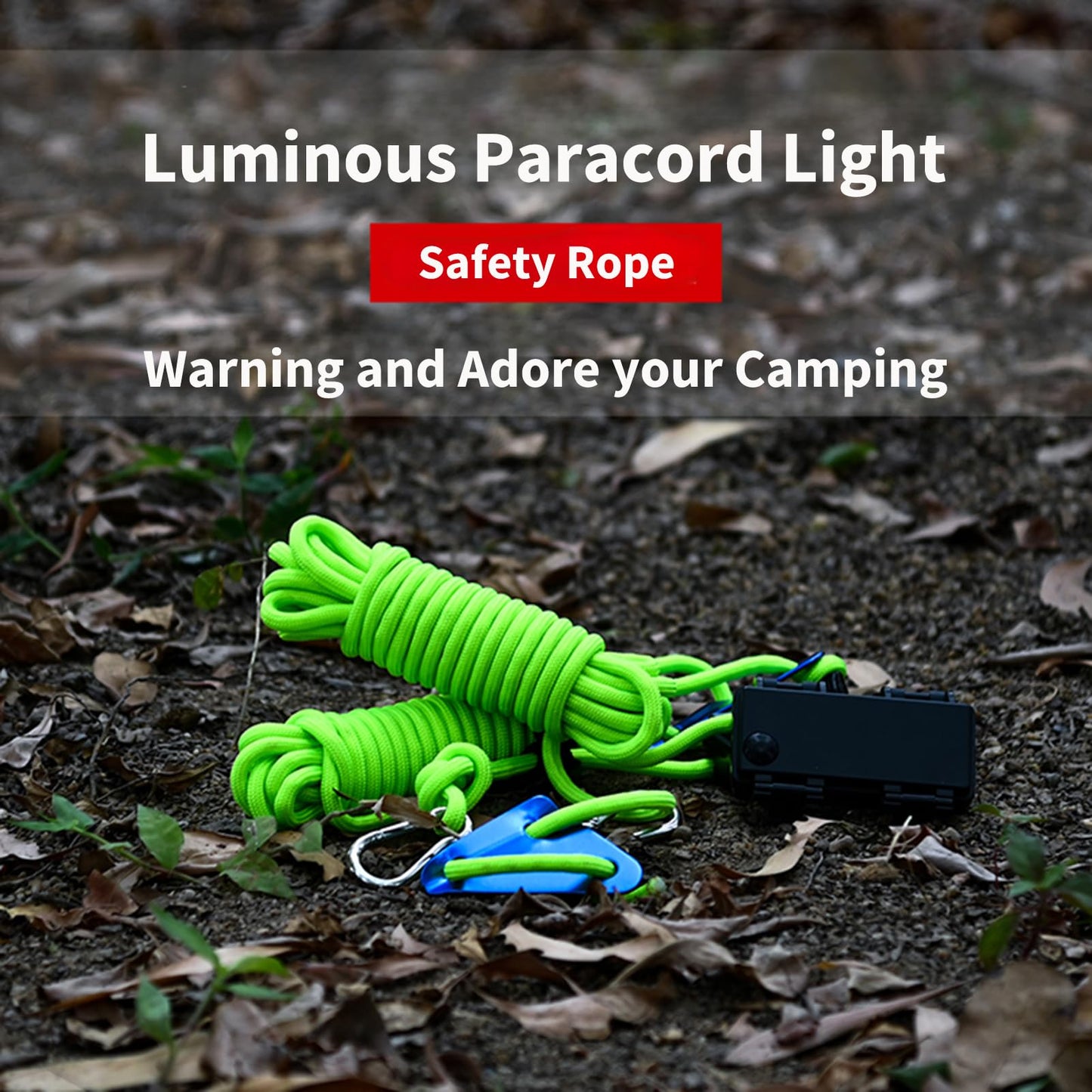 P auke'réi Luminous Paracord Light, Camping Rope Light, Tent Wind Rope Light, Warning Light, Waterproof Marine Rope, Nylon Rope, Outdoor LED Rope Light, Φ6mm, L16.4ft / 5m (Yellow, 1 pc)