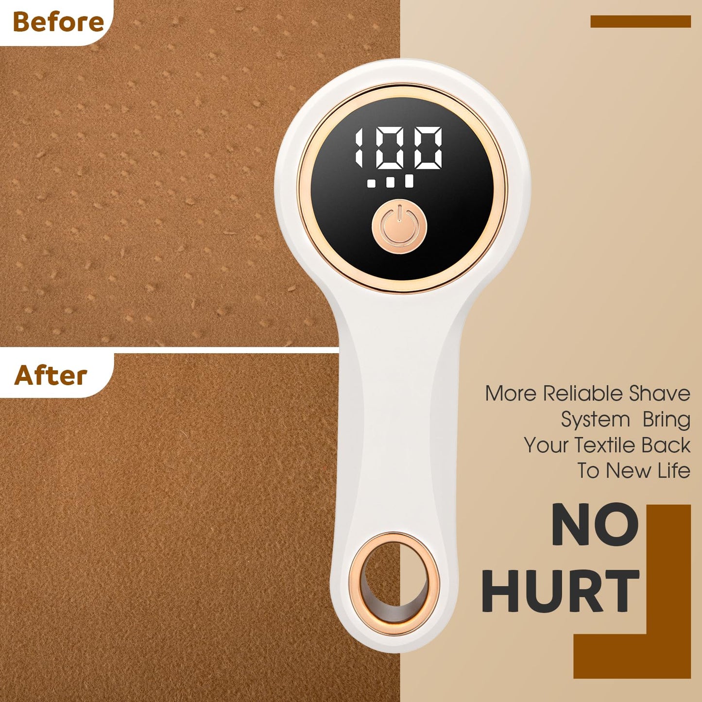 Rechargeable Fabric Shaver,Lint Remover with Digital Display,Electric Portable Sweater Shaver Lint Shaver with 3 Speeds,6 Leaf Blades,Remove Pilling from Clothes,Furniture, Couch, Sweater, Blanket…