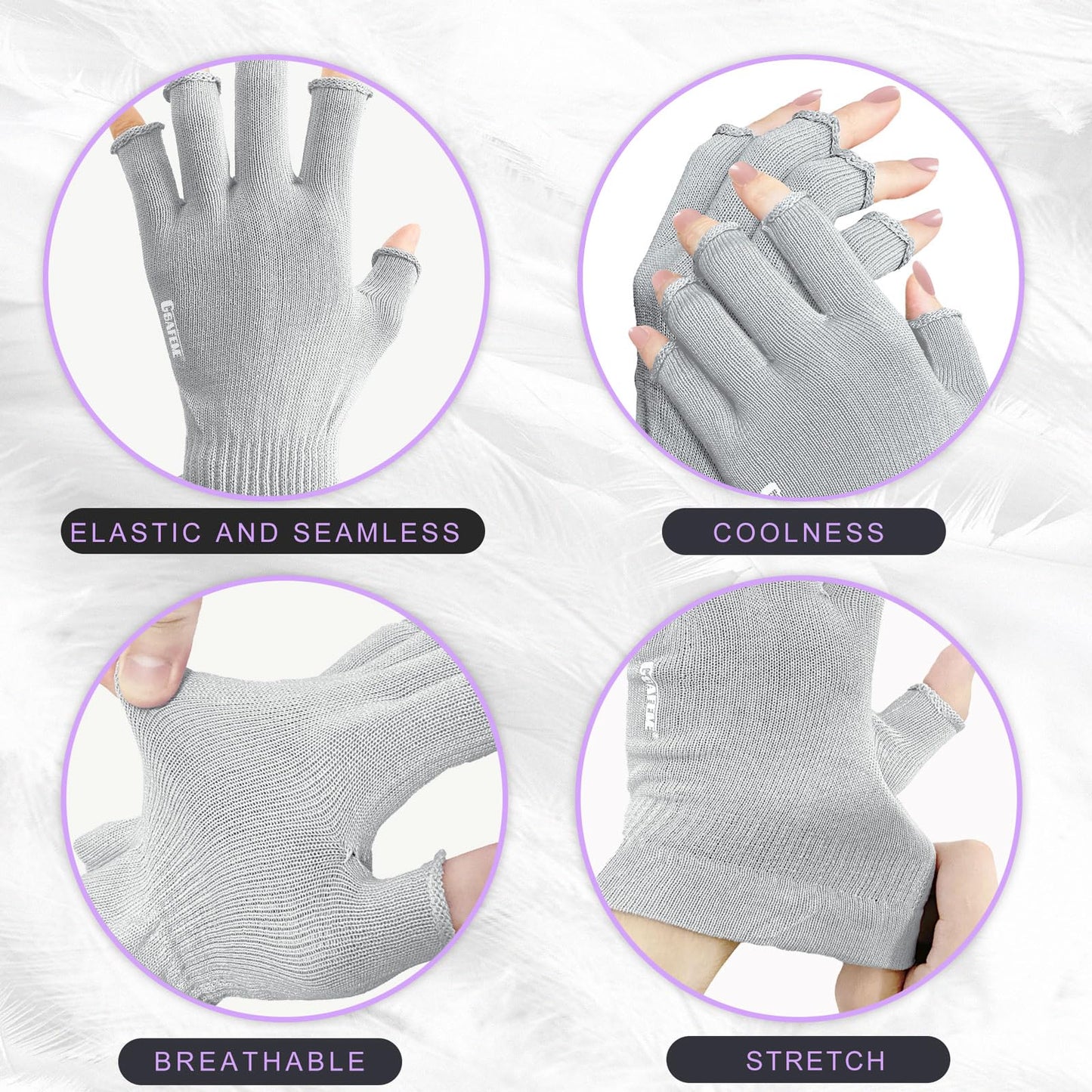 GSAFEME Cotton Gloves Eczema - Fingerless Touchscreen Moisturizing Gloves for Dry Hand Sleeping - Cotton Gloves for Men and Women, Gray S/M 1 Pair