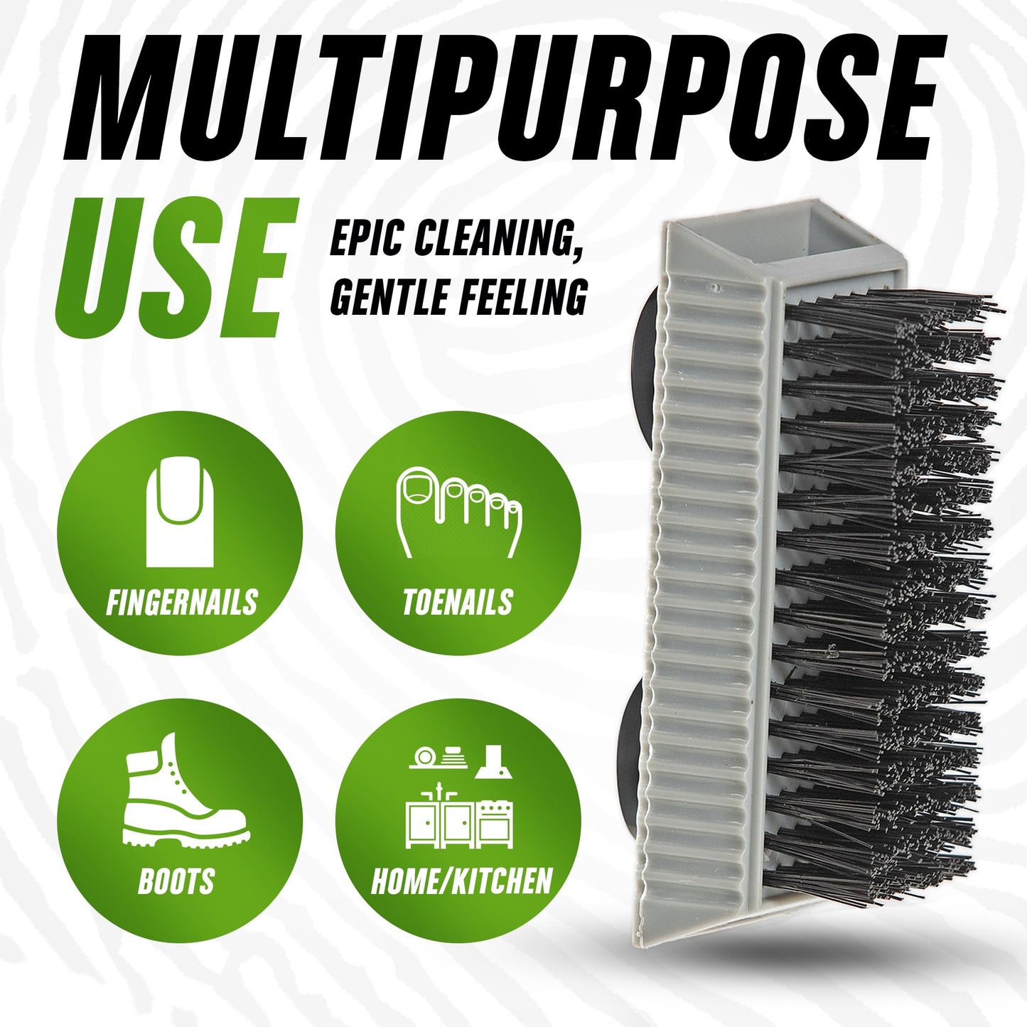 Grip Clean - Heavy Duty Nail Brush for Cleaning Fingernails - Nail Cleaning Scrub Brush for Men & Women - Mechanic Brush. Nail Brush Cleaner for Hands & Under Nails. Stiff Bristle Brush