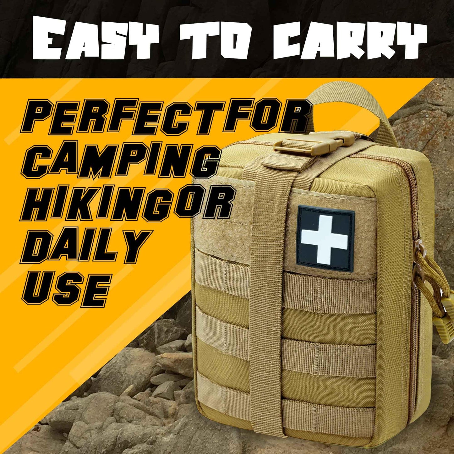 Ifak Pouch, Molle Medical Pouch Rip Away, Tactical First Aid Pouches Empty, Duty Belt EMT Bag Only for Hiking Survival Camping (Coyote)