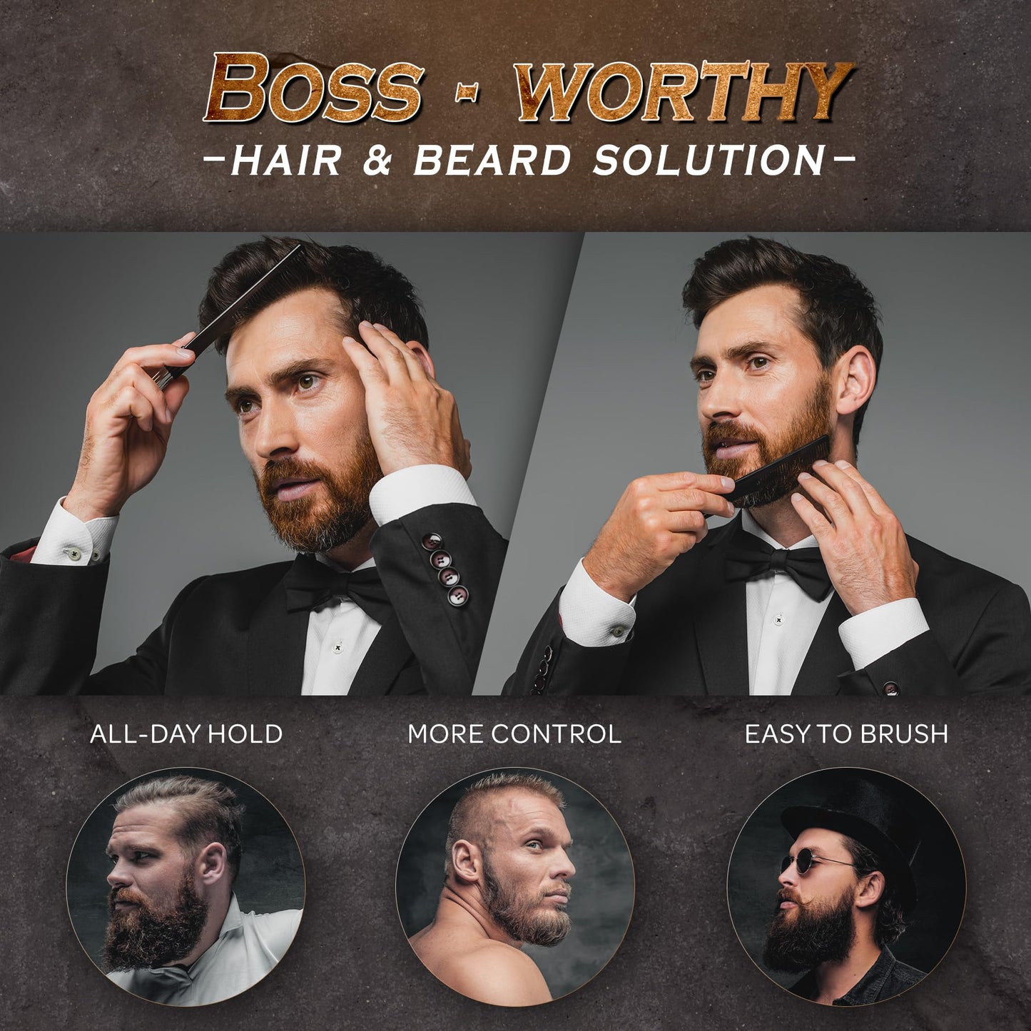 Bossman Natural Hair & Beard Pomade for Men (Vetiver X Scent) – Medium Hold & Moisturizing for Hair, Beard & Mustache Styling – Made in USA