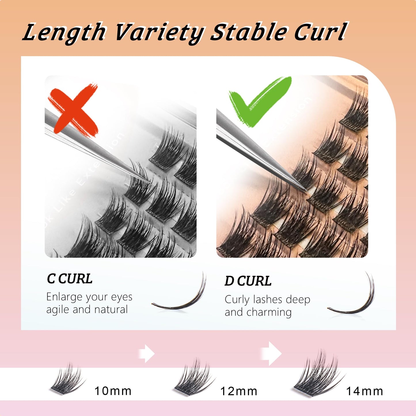 LA MAESII Lash Clusters, Volume Cluster Lashes DIY Eyelash Extensions, Wispy Individual Lashes False Eyelashes Clusters, Soft & Thin Band Reusable 10-12-14mm (Volume-D)