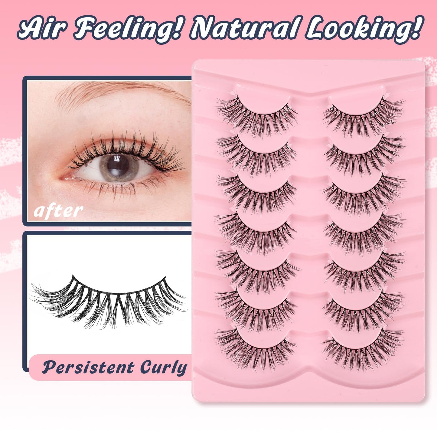 Siligli False Eyelashes wispy lashes pack 3D-385, black