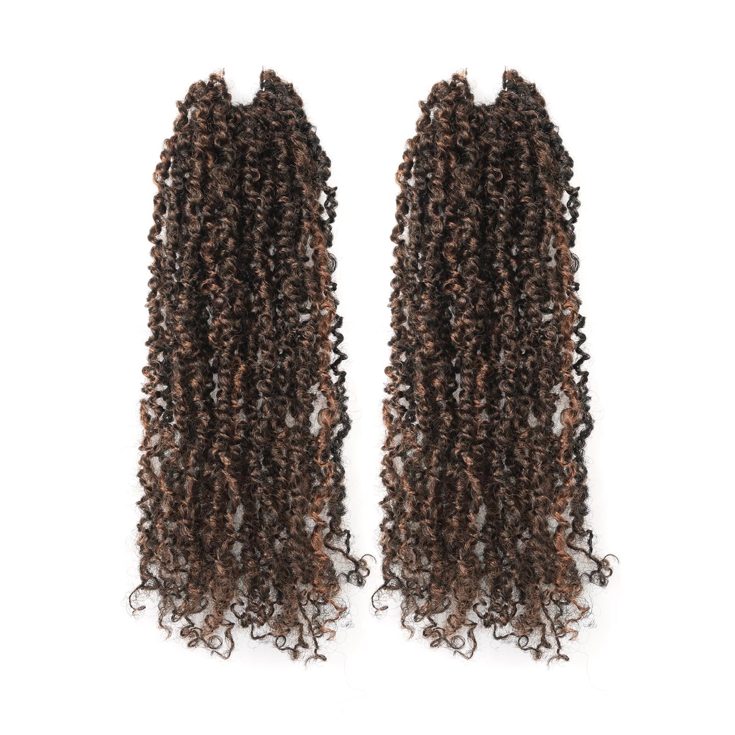 Toyotress Yanky Twist Crochet Hair - 8 Inch 2 Packs (30 Strands/Pcs) Fluffy Spring Mini Twist Passion Twist, Black Mix Copper Pre-Looped Crochet Braids Braiding Hair (8 Inch, F1B/350-2P)