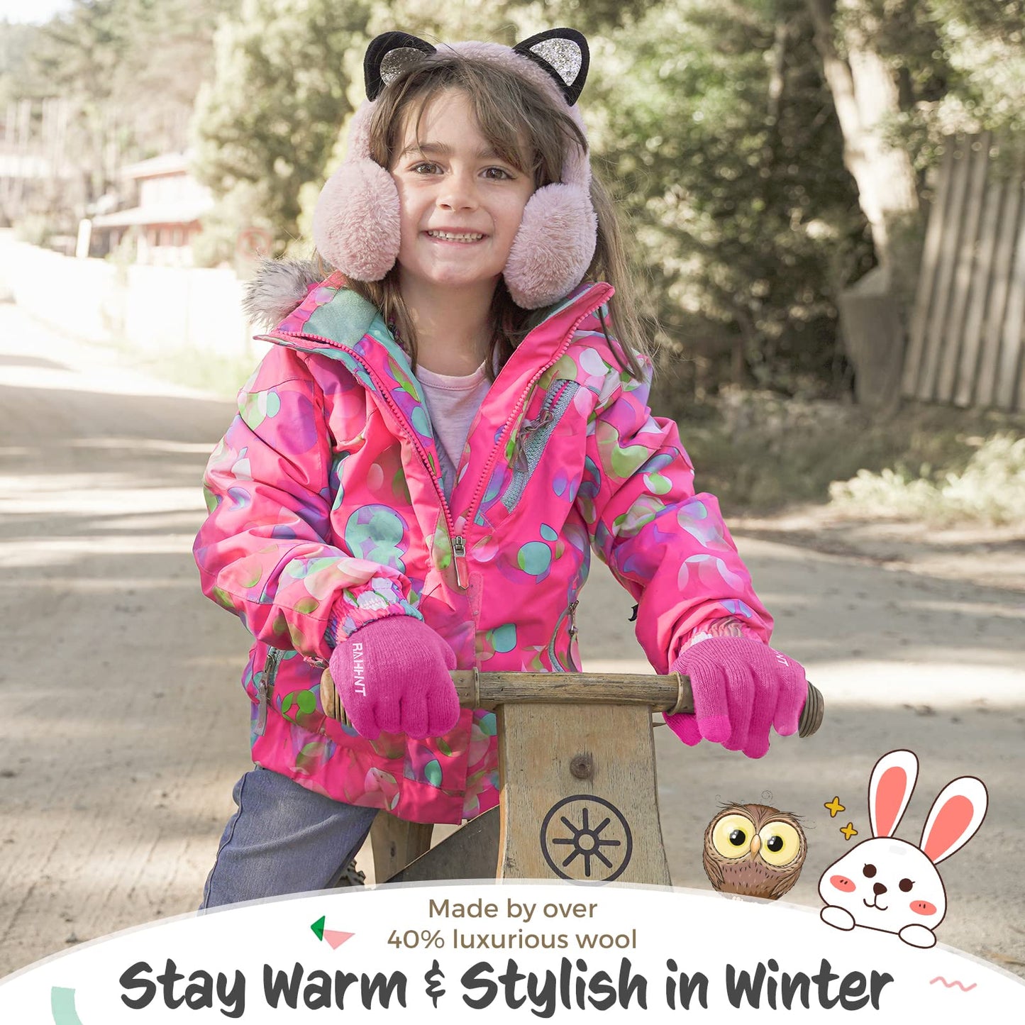 Kids Winter Gloves for Boys Girls Children Toddler Thermal Wool Knit Gloves with Insulated Fleece Lining Keep Hand Warm Gift