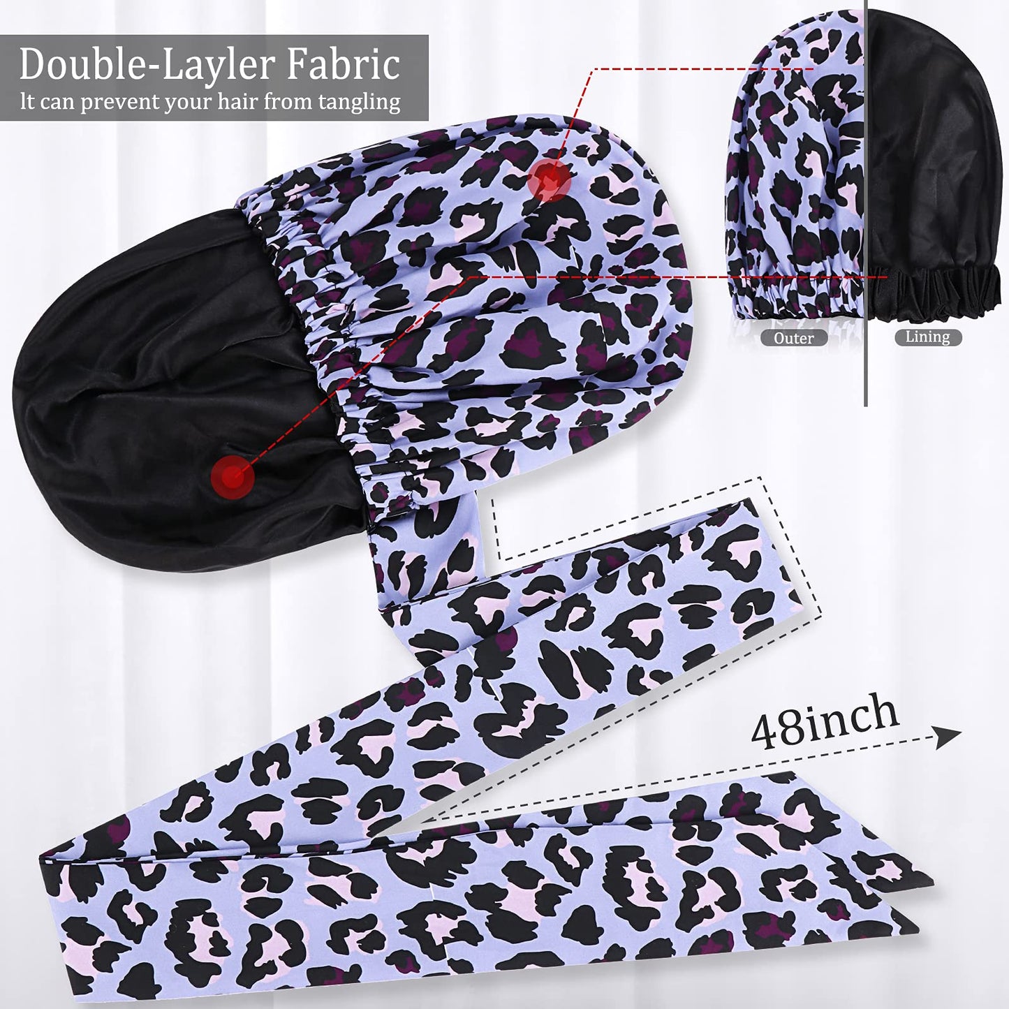 Satin Bonnet for Women, Silk Bonnet for Curly Hair Bonnet for Black Women Sleeping, Extra Large Bonnet for Braids Large Satin Bonnet with Tie Band