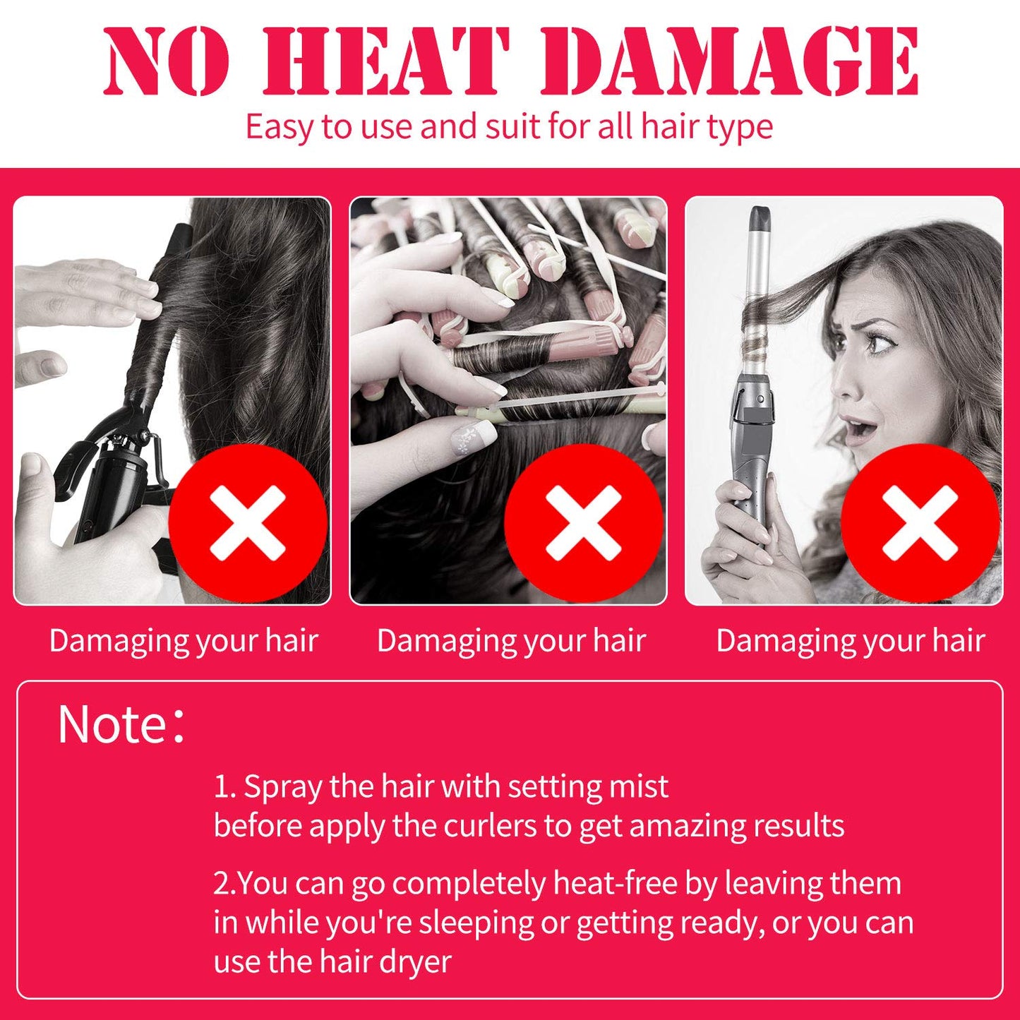 30 Pieces Heatless Waves Curlers Spiral Curls Styling Kit No Heat Hair Waver Spiral Curlers Rollers with 2 Pieces Styling Hooks for Most Hairstyles (45 cm)