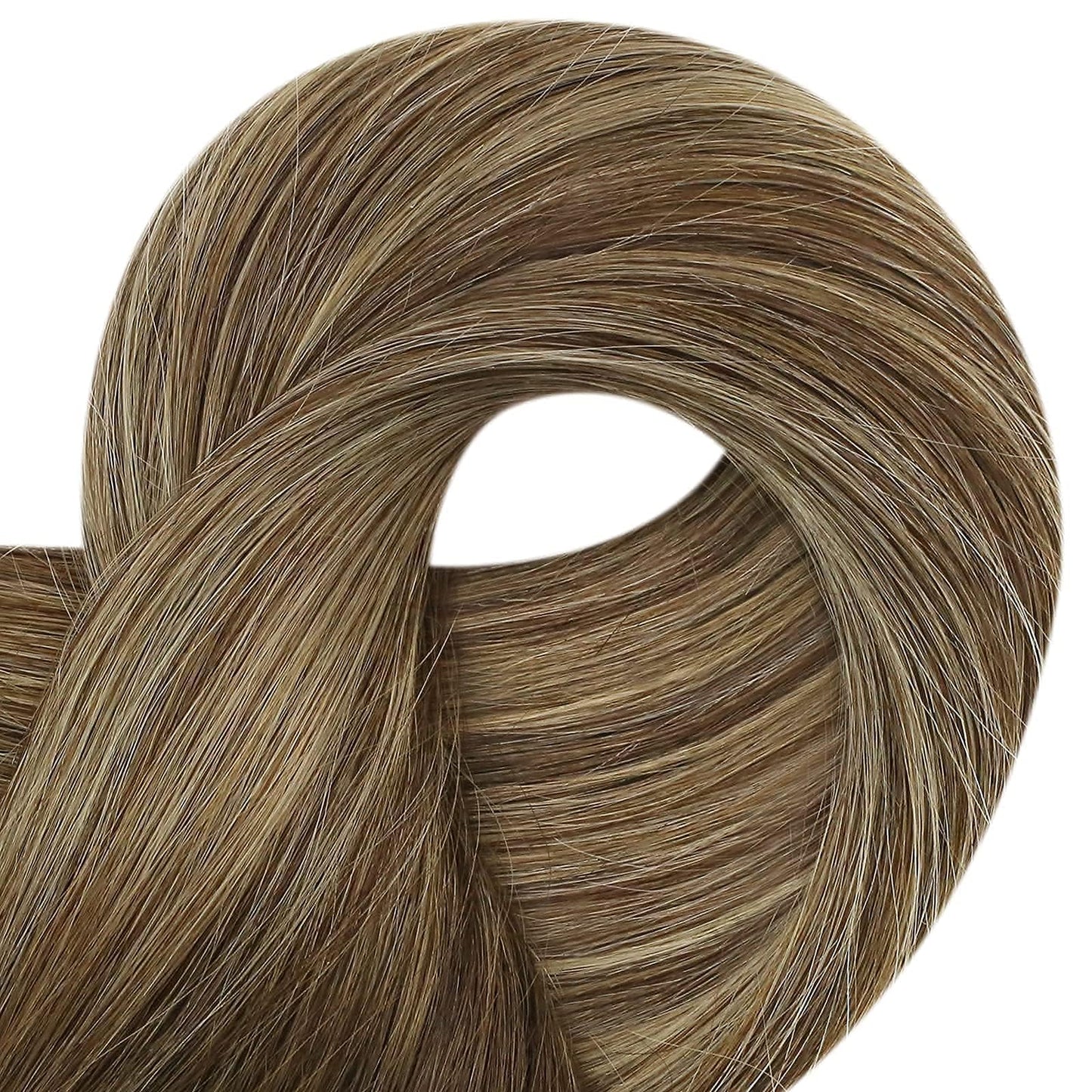 Full Shine Weft Hair Extensions Human Hair 12 Inch Weft Sew in Hair Extensions Real Human Hair 80G Color Medium Brown To Honey Blonde Mix Medium Brown Weft Ombre Brown Silky Straight Human Hair