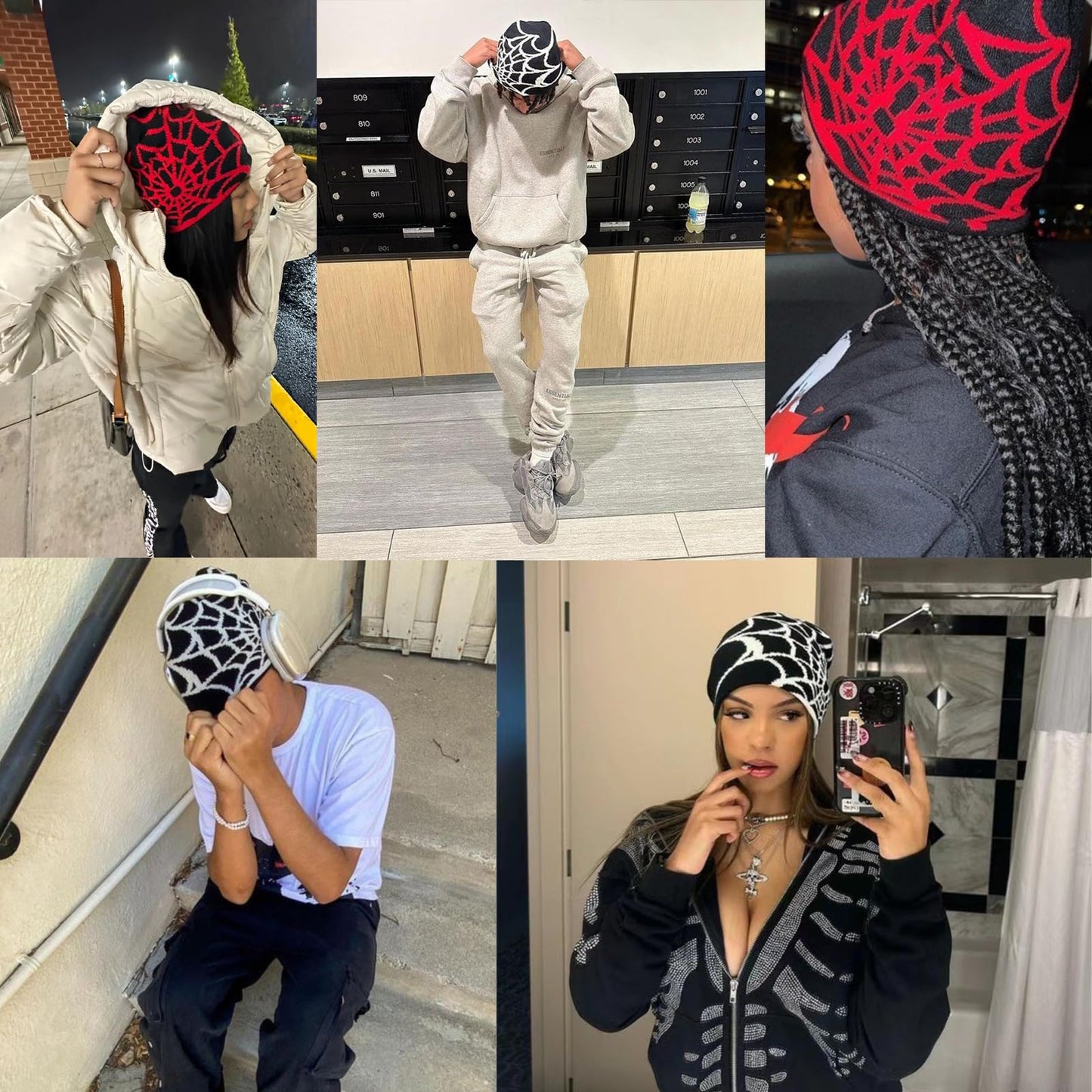 Geyanuo Y2k Spiderman Beanie Knitted Spider Web Hat Women Mens Beanie Winter Warm Y2k Hats