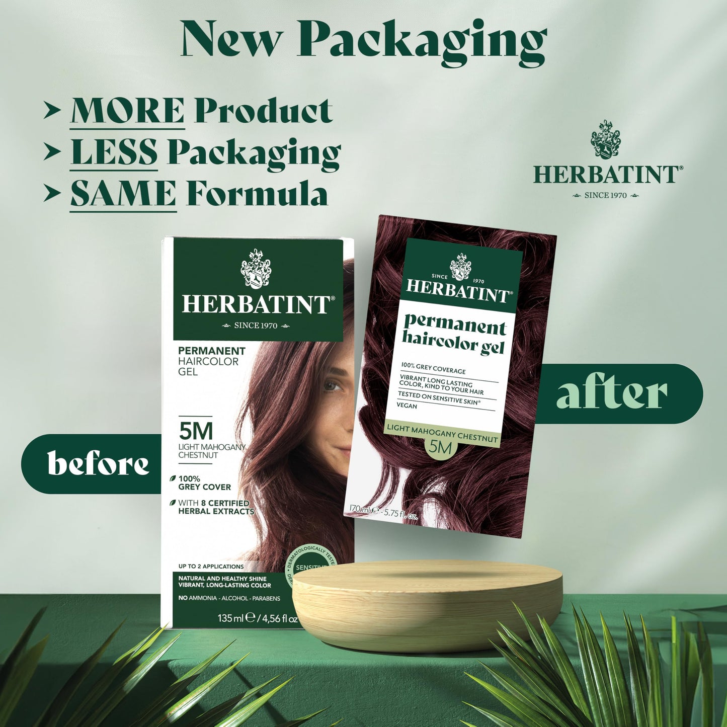 Herbatint Permanent Hair Dye For Women - 5M Light Mahogany Chestnut - For Up To 100% Gray Coverage of Resistant Gray Hair - Ammonia-Free, Alcohol-Free & Vegan - Salon Influenced Hair Color 5.75 fl oz