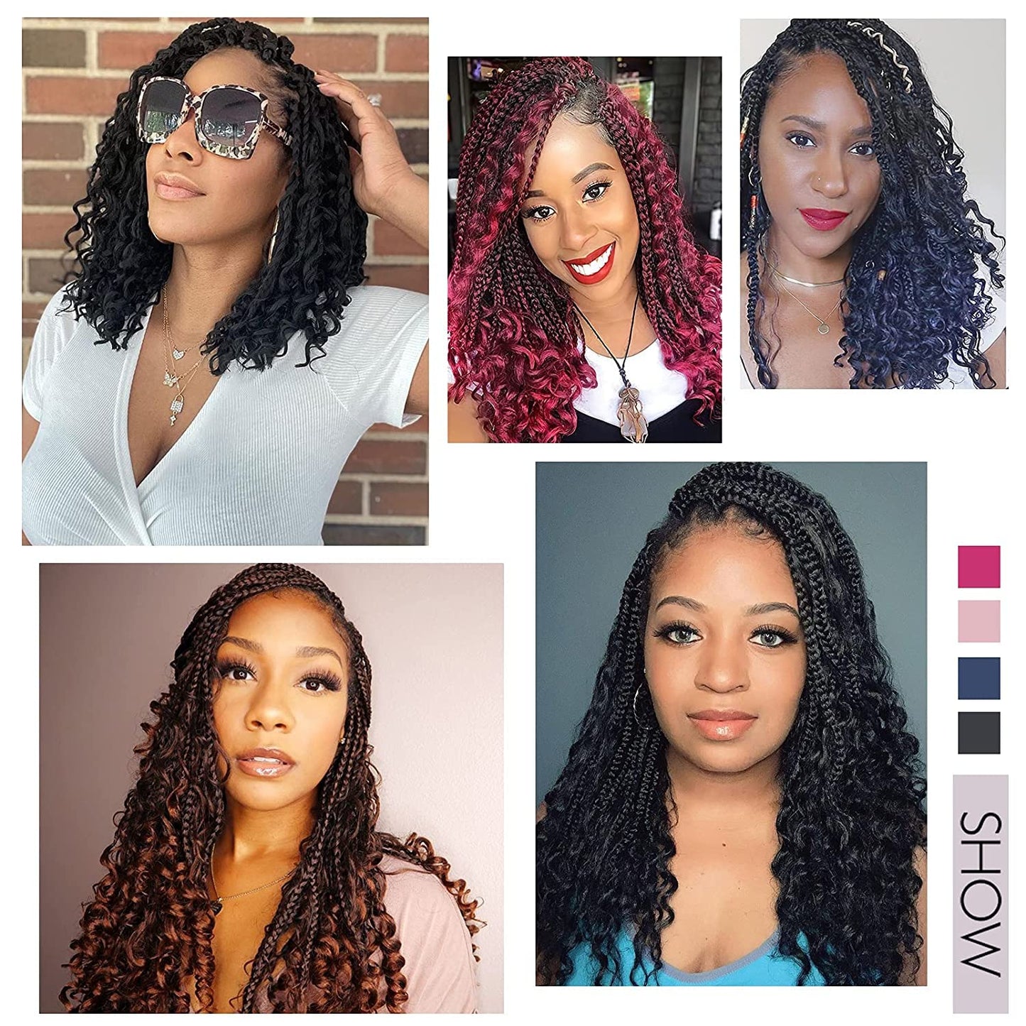 Goddess Box Braids Crochet Hair With Curly Ends 12 Inch Bohomian Box Braids Crochet Braids 8 Packs 3X Crochet Braids Synthetic Braiding Hair Extension for Black Women (12 Inch (Pack of 8), T1B BUG)…