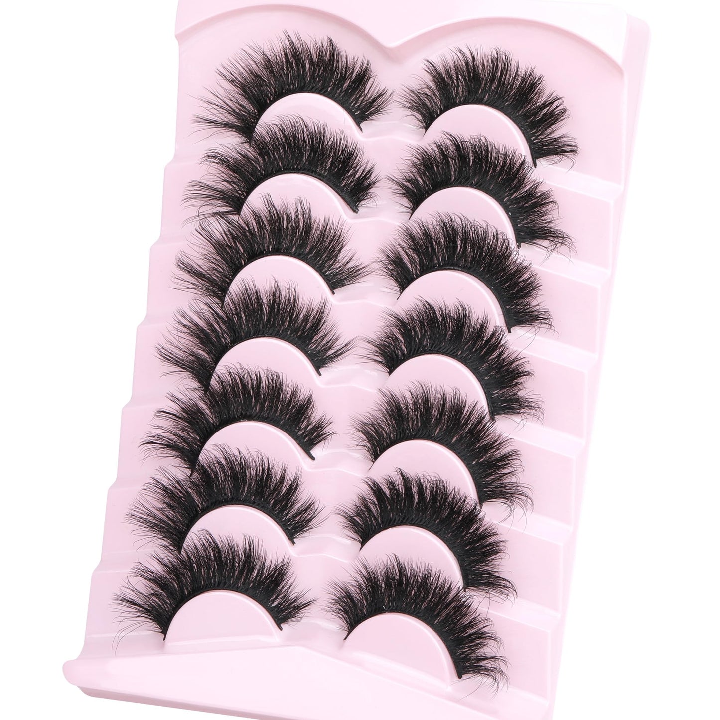 Thick Lashes Mink Fluffy Eyelashes 18MM Long False Eyelashes Strip 5D Volume Fake Eyelashes Dramatic Full Fake Lashes 7 Pairs Cat Eye Big Lashes that Look Like Extensions