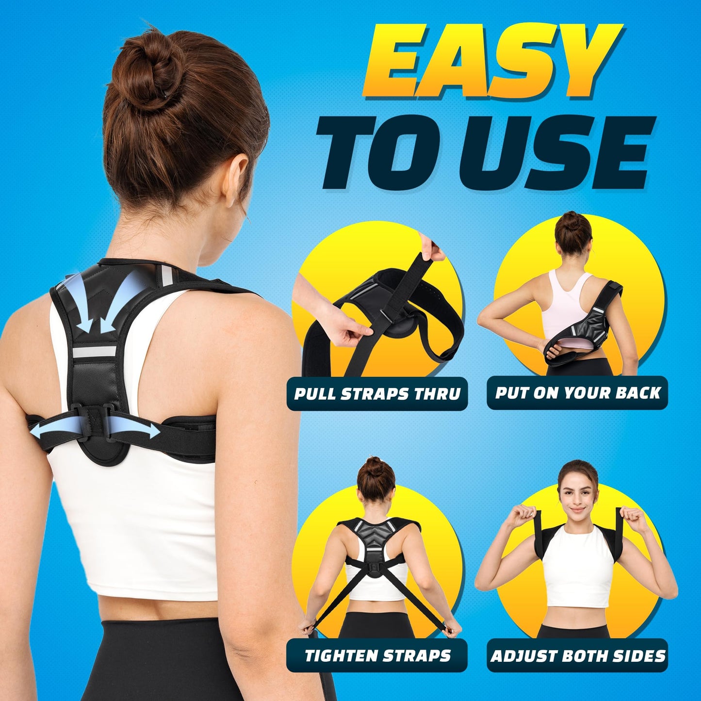 benoo Back Posture Corrector for Women & Men, Comfy Adjustable Back Brace to Improve Posture & Relieve Back Pain (Mens M/L - Women L/XL)
