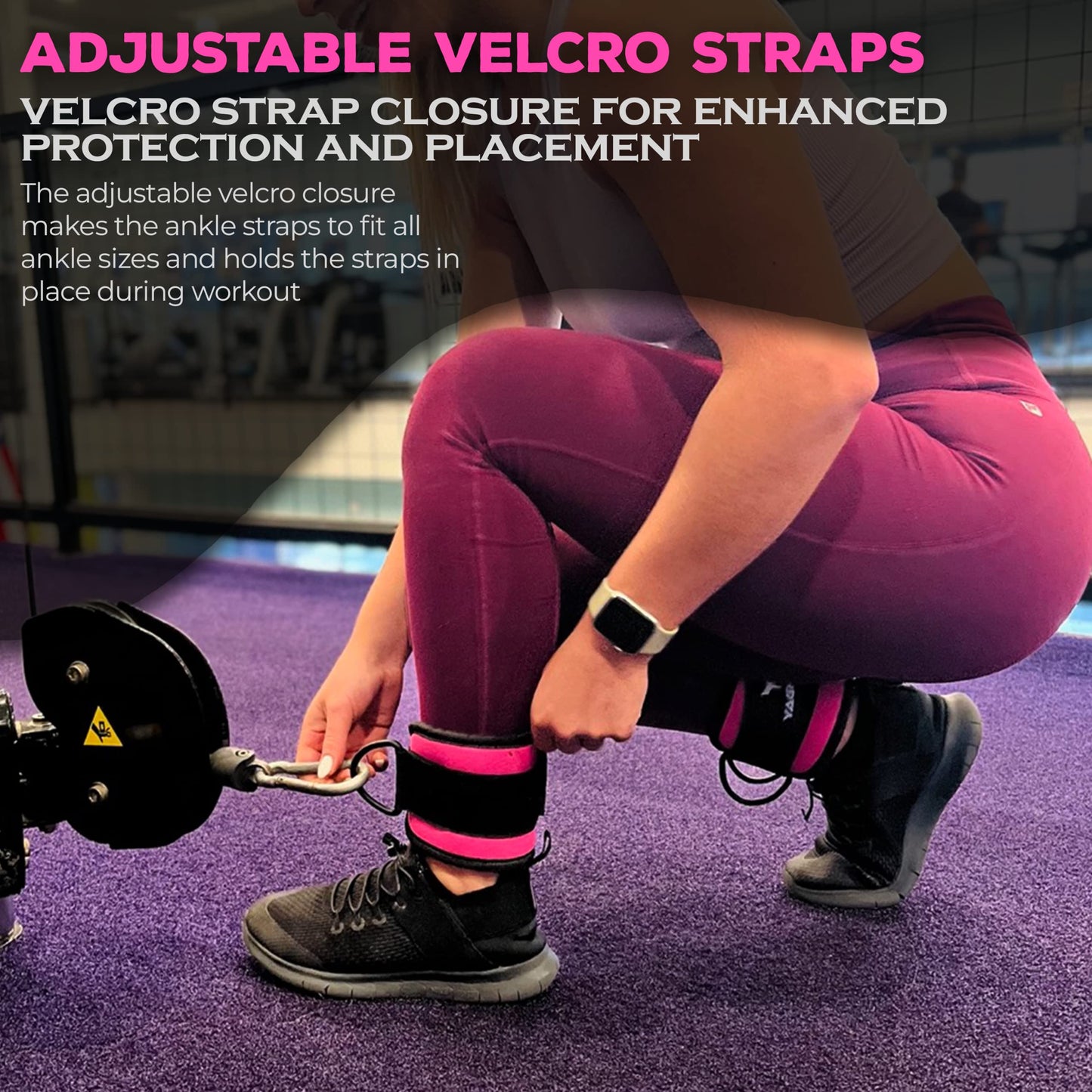 YAGHZU Ankle Straps for Cable Machines Women - Adjustable Gym Ankle Strap for Cable Machine, Neoprene Padded Cable Straps, Durable Leg Strap with Cable Cuff, Glute Kickback Ankle Strap with D Rings