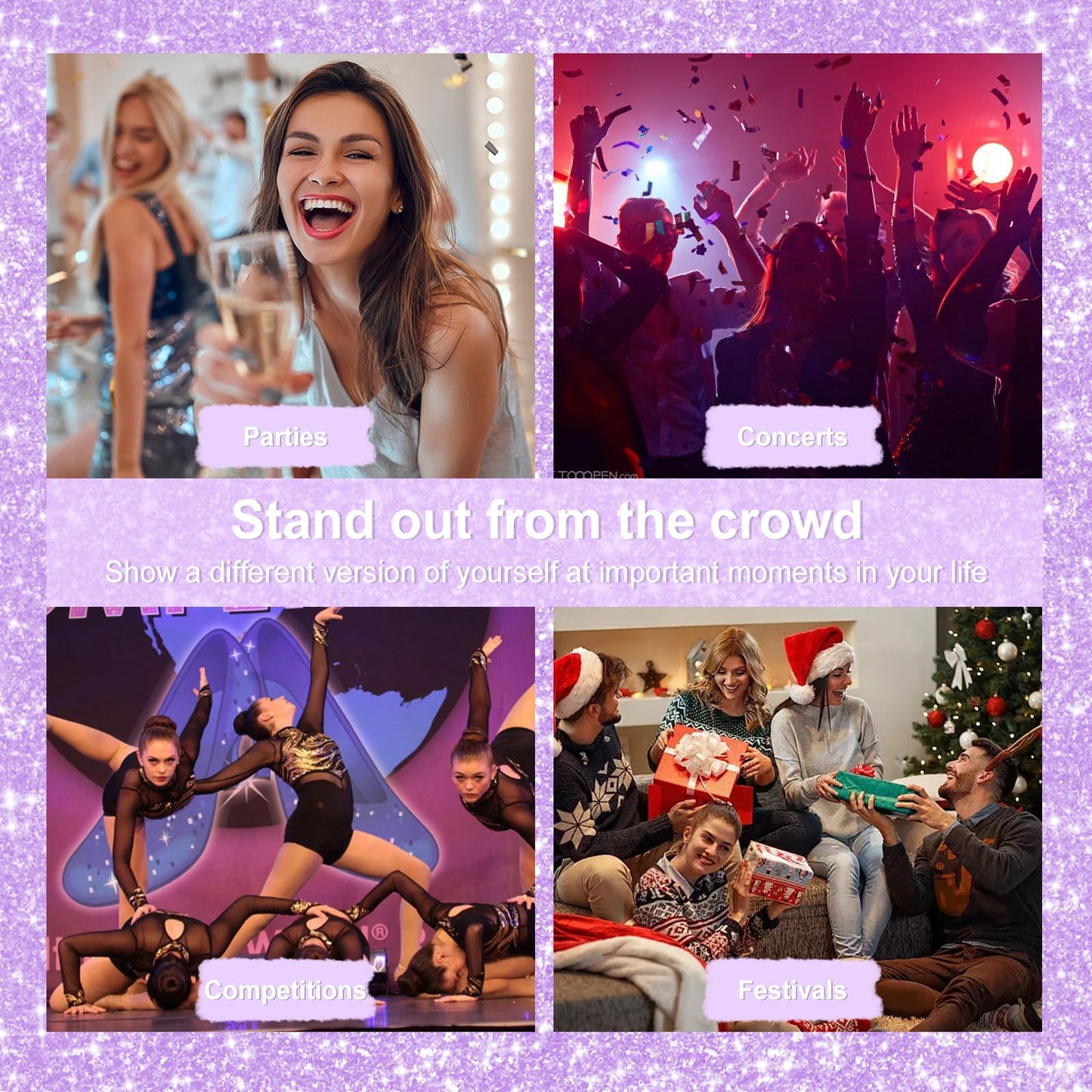 YOSCA Body Glitter Spray, 150ML Holographic Glitter Hairspray, Glitter Spray for Hair Body Clothes, Quick-Drying and Long-Lasting Shiny Glitter Spray for Festival Music Concert Party Rave Accessories