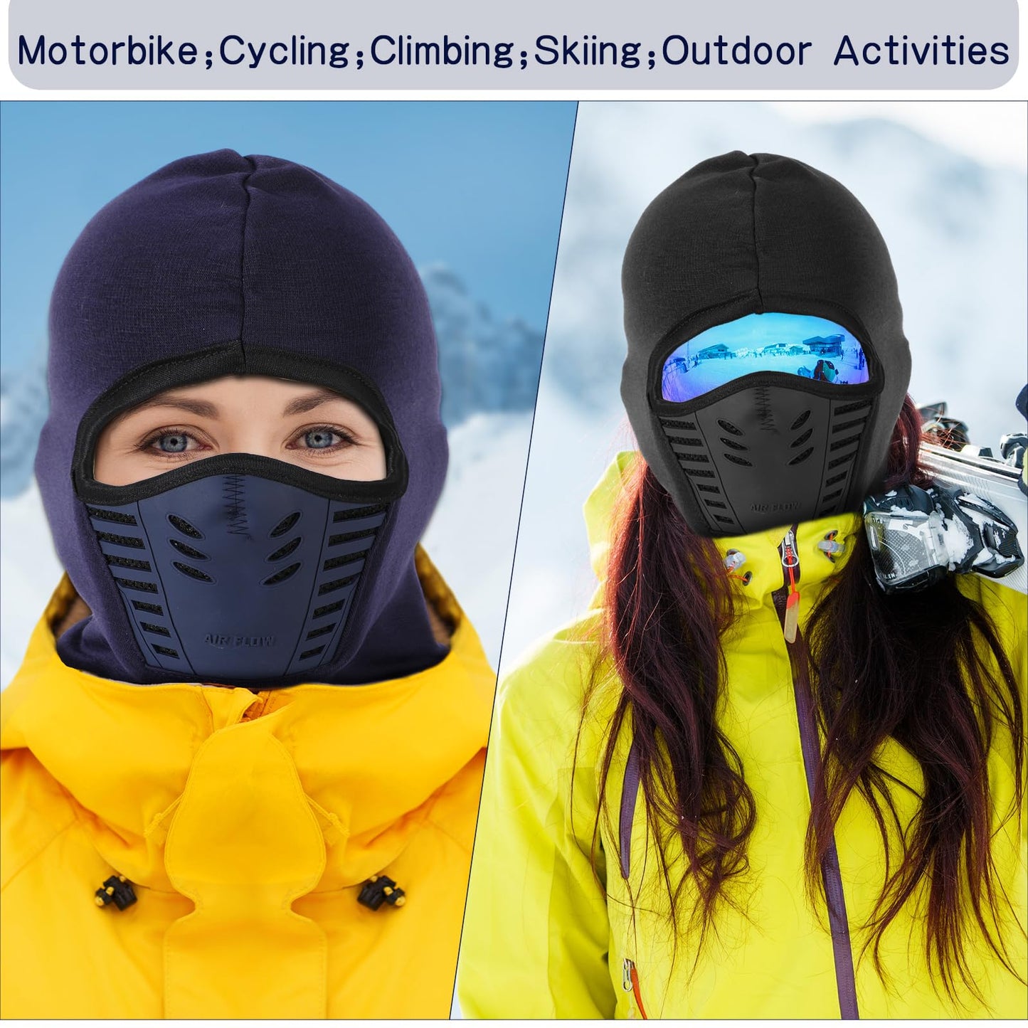 Eurzom 3 Pack Ski Mask for Men 3D Thermal Winter Face Mask Wind Proof Breathable Balaclava Motorcycle Mask for Men Women(Black, Gray, Deep Blue)