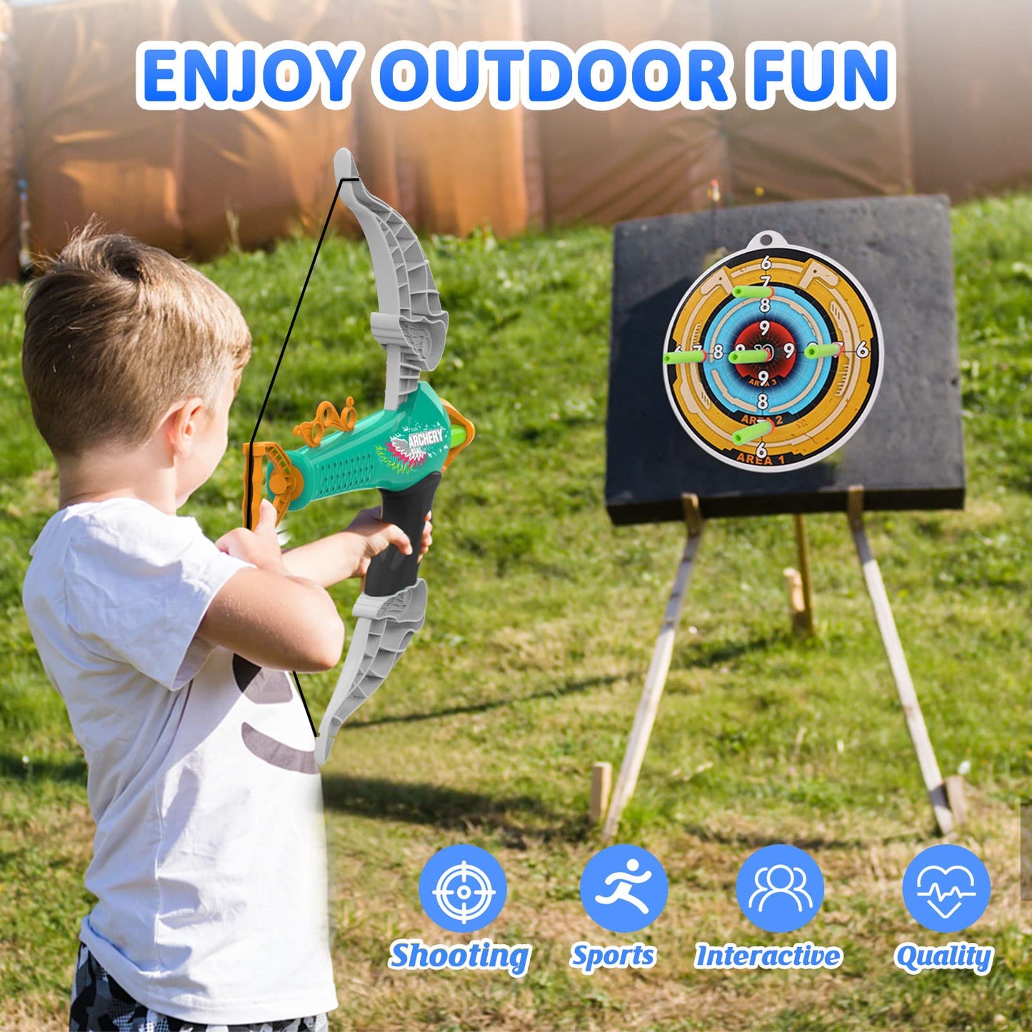 Britik Bow and Arrow for Kids Toys - Archery Set with 20 Suction Cup Arrows, Gifts for Boys Girls Toddler Age 4 5 6 7 8 Year Old