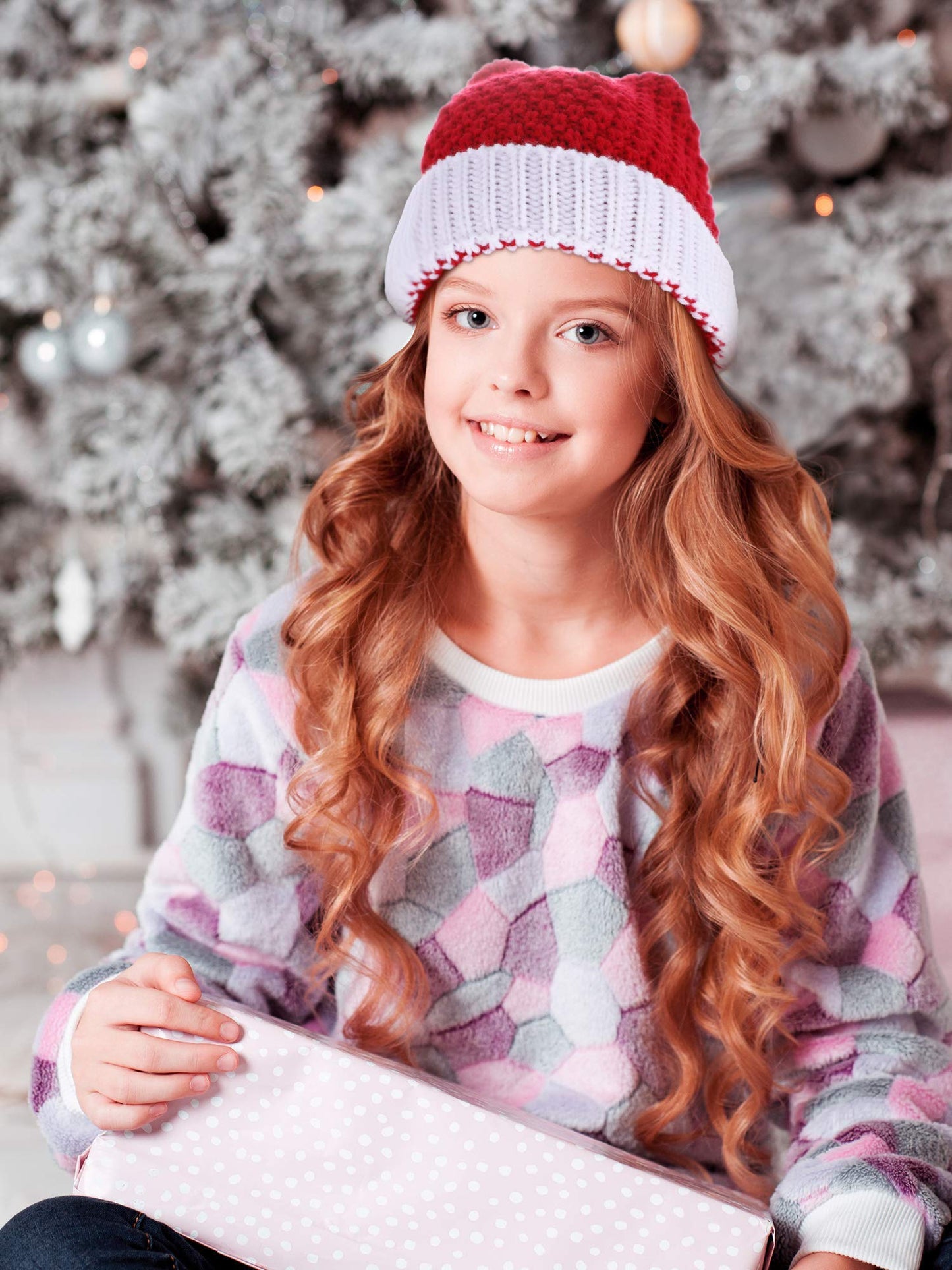 Pangda 2 Pieces Christmas Beanie Winter Knitted Hat Crochet Santa Hat for Women and Men (Adult Size)