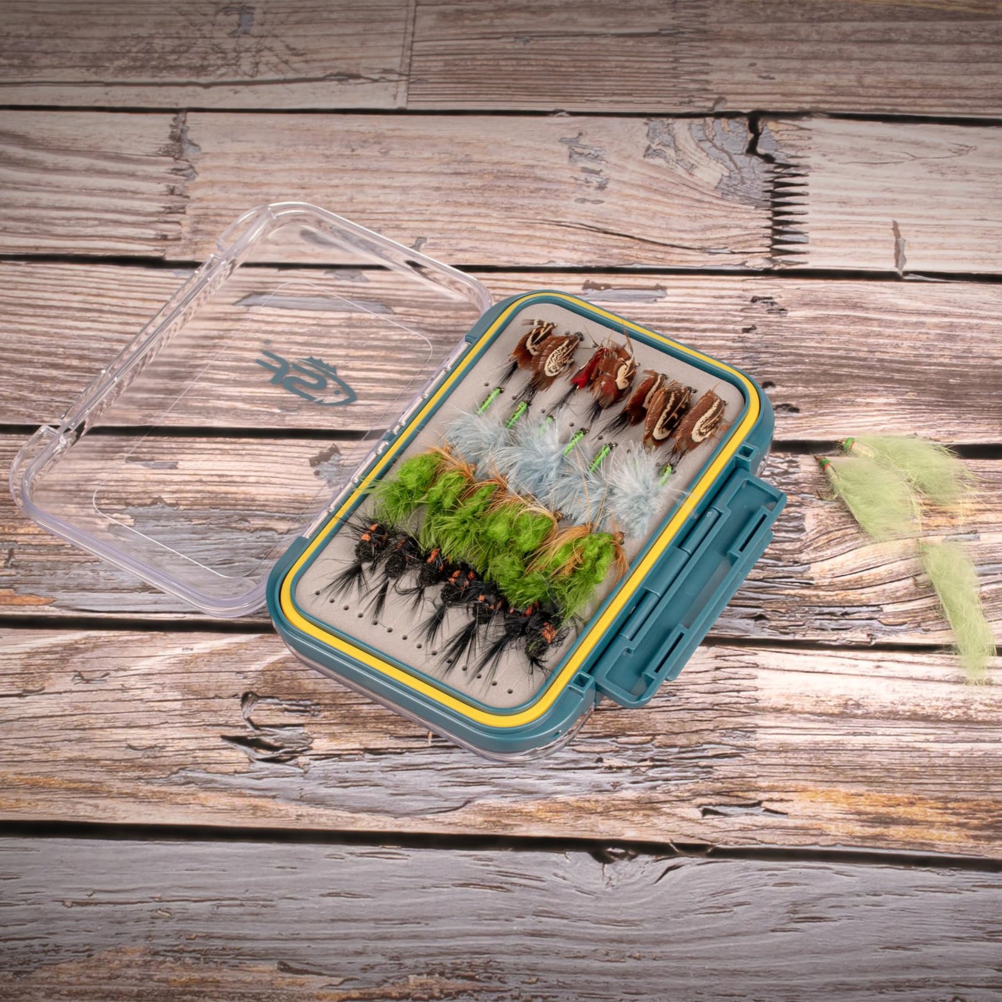 SF Large Waterproof Fly Box For Fly Fishing Double Sided Clear Lid Ice Fishing Jig Head Tackle Box Fly Flies Dry Flies Wet Flies Nymph Streamer Foam