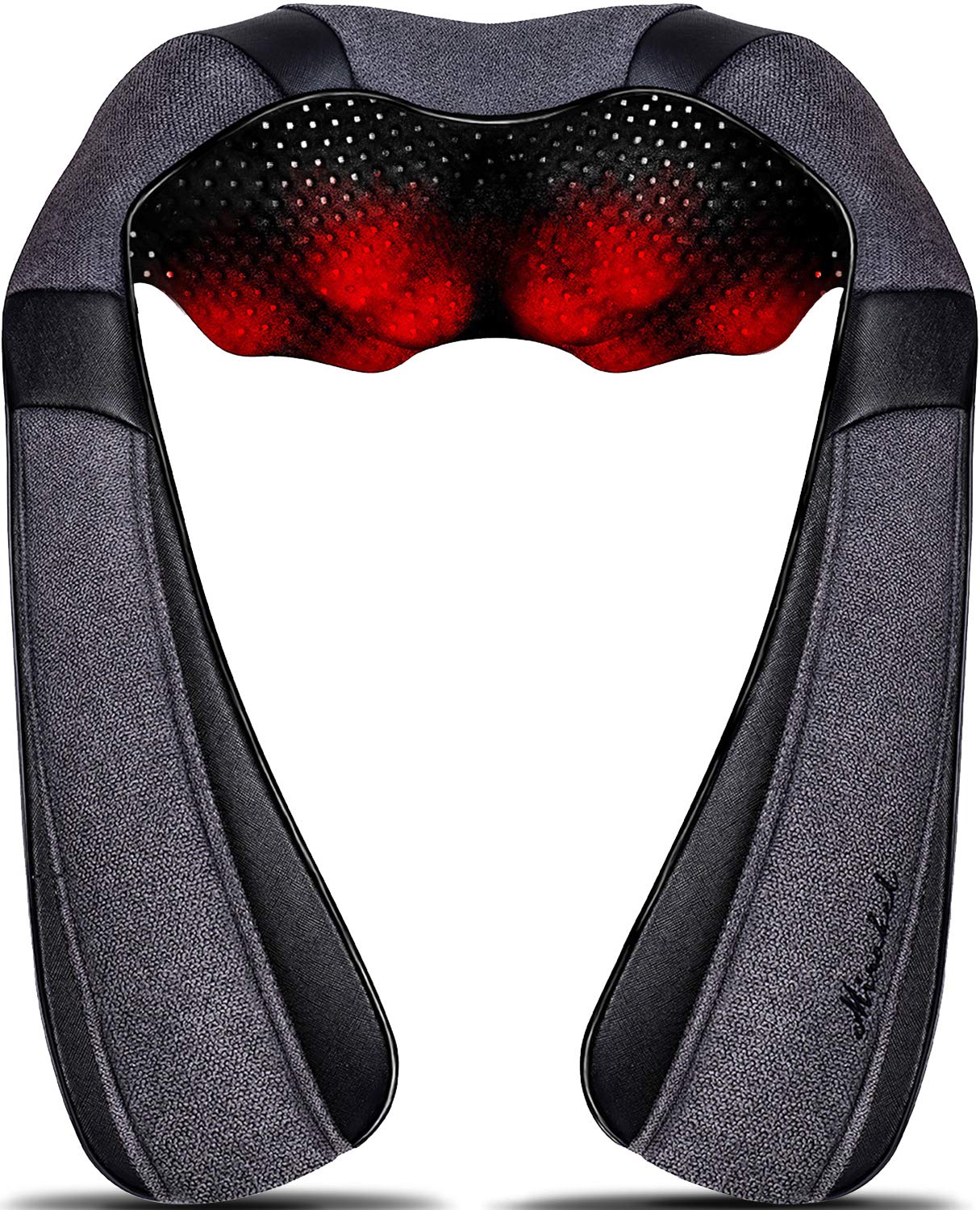 Mirakel Shiatsu Neck & Back Massager with Heat - Deep Tissue Neck, Back & Shoulder Pain Relief - Ergonomic Design Shoulder Massager, Electric Kneading Whole Body Massage Pillow Gifts for Women, Men