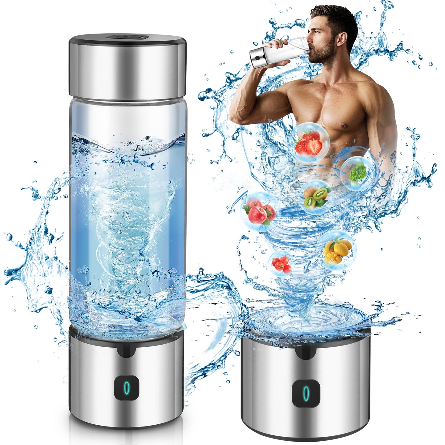 2025 New Hydrogen Water Bottle,Upgraded 16'OZ SPE/PEM 4.0 Tech, 3-Min 2500PPB+ Hydrogen Water Bottle Generator,Rechargeable Hydrogen Water Machine,Portable for Home,Office,Travel & Gifts