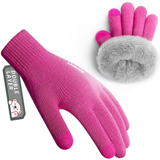 Kids Winter Gloves for Boys Girls Children Toddler Thermal Wool Knit Gloves with Insulated Fleece Lining Keep Hand Warm Gift