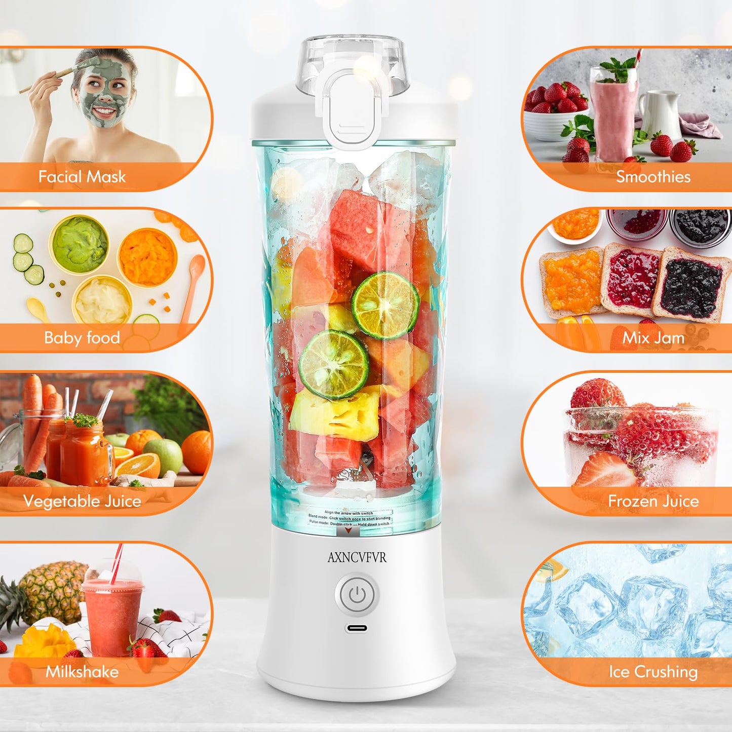 Portable Blender for Shakes and Smoothies 20 oz USB Rechargeable Personal Size High Speed Mini Mixing Juicer,for Shakes and Nut, Juice, Vegetables Baby Food