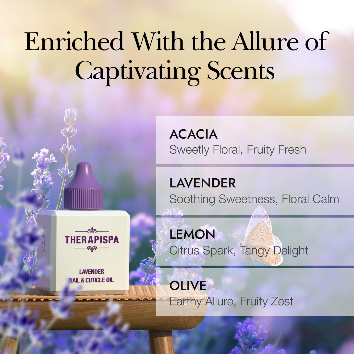 THERAPISPA Salon Professional Nail & Cuticle Oil – Advanced Repair & Strength for Dry, Brittle Nails | Enriched with Jojoba & Avocado Oils, Vitamin E and Biotin (B7) (Lavender, 2.0 fl oz)