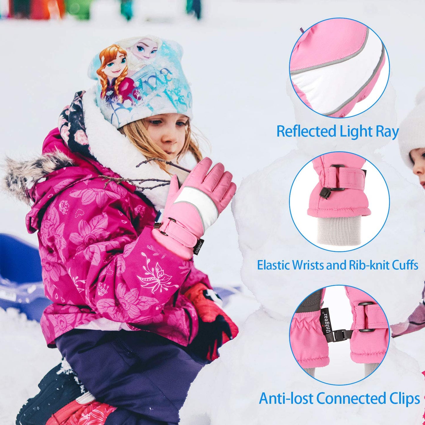 Unigear Kids Ski Gloves, Waterproof Winter Cold Weather Snowboard Snow Gloves, Fit Both Boys & Girls