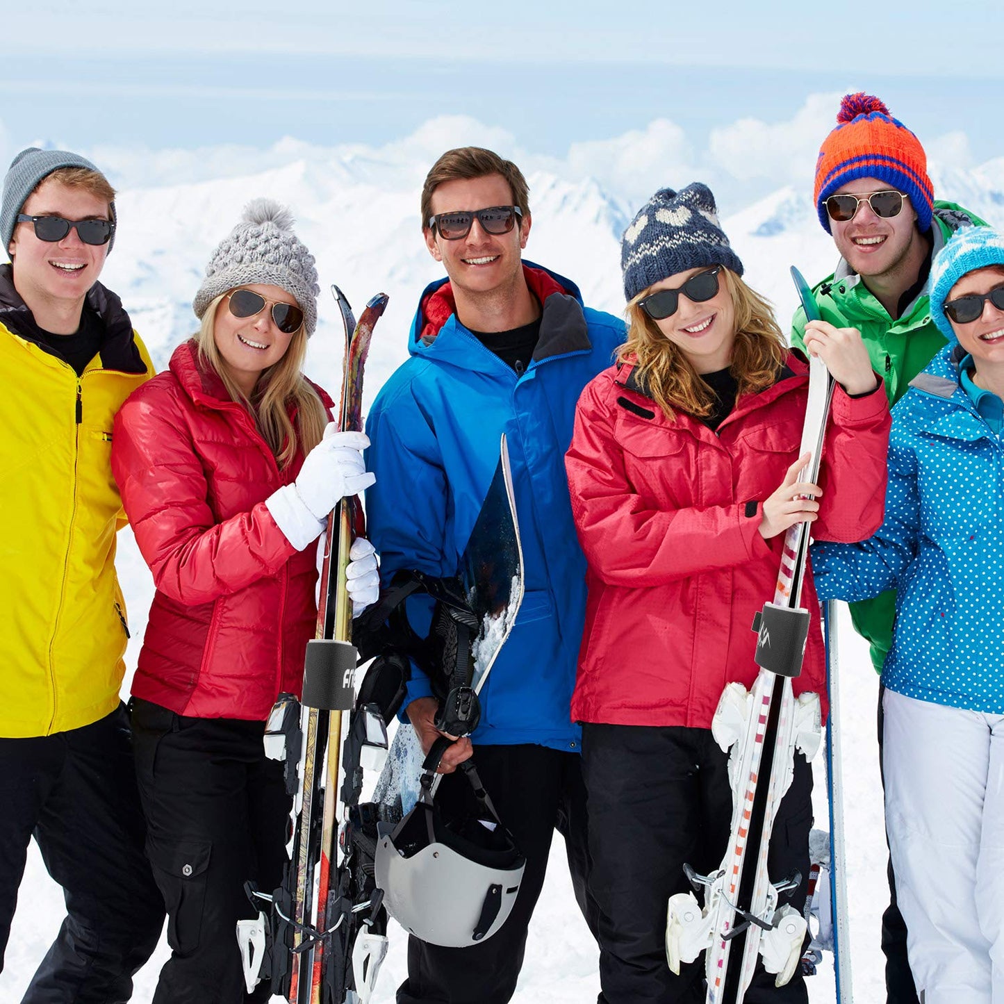 Frienda 6 Pcs Winter Ski Straps Fasteners Tape Adjustable Ski Wraps Ties for Families Christmas Holiday(Black)