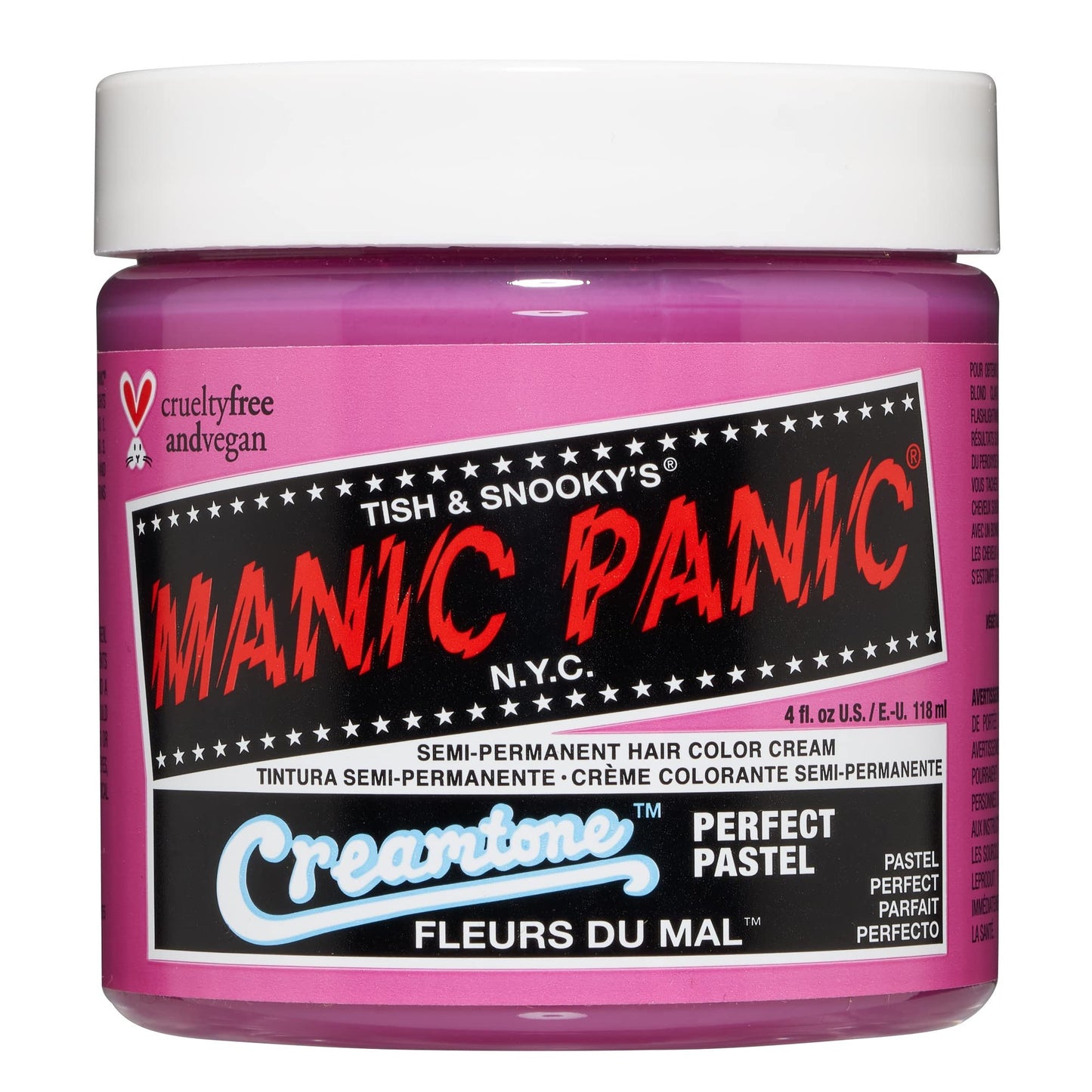MANIC PANIC Fleurs Du Mal Pastel Pink Hair Dye - Creamtone - Semi-Permanent Pastel Pink Hair Color - Vegan, PPD & Ammonia-Free (4oz)