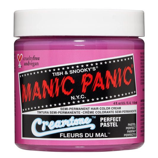 MANIC PANIC Fleurs Du Mal Pastel Pink Hair Dye - Creamtone - Semi-Permanent Pastel Pink Hair Color - Vegan, PPD & Ammonia-Free (4oz)