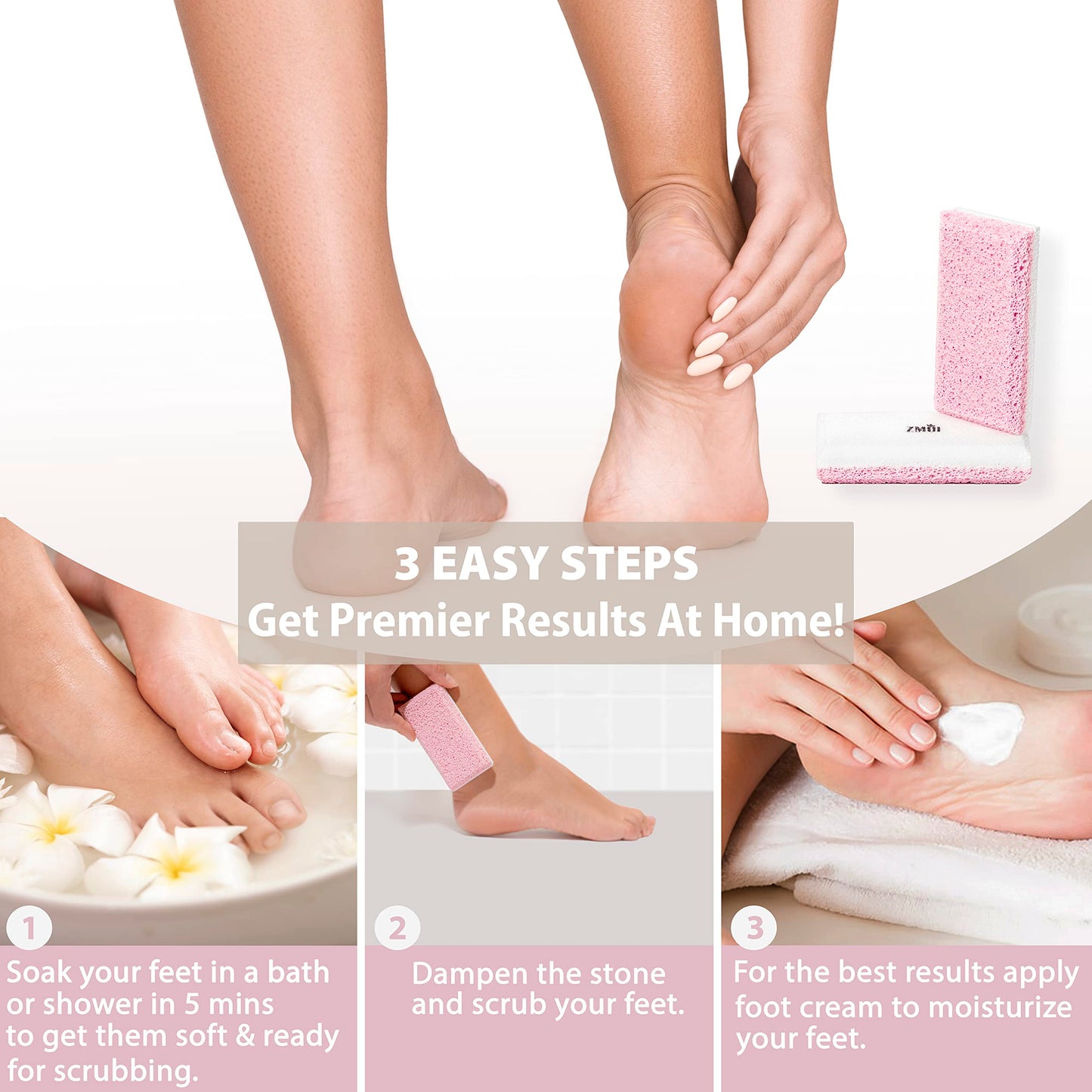 ZMOI Siliglass Pumice Stone Callus Remover for Feet, Elbows, Hands, and Knees, Spain Made - 2 in 1 Pedicure Exfoliator and Scrubber for Rough, Hard Skin (1 Pack)