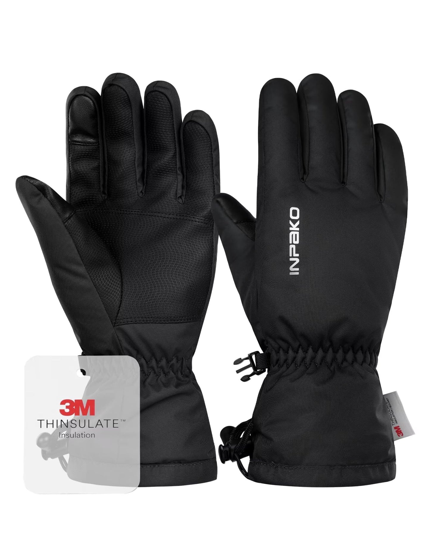 INPAKO Ski Gloves Men & Women -10℉ Waterproof 3M Thinsulate Winter Touchscreen Snow Gloves for Snowboarding