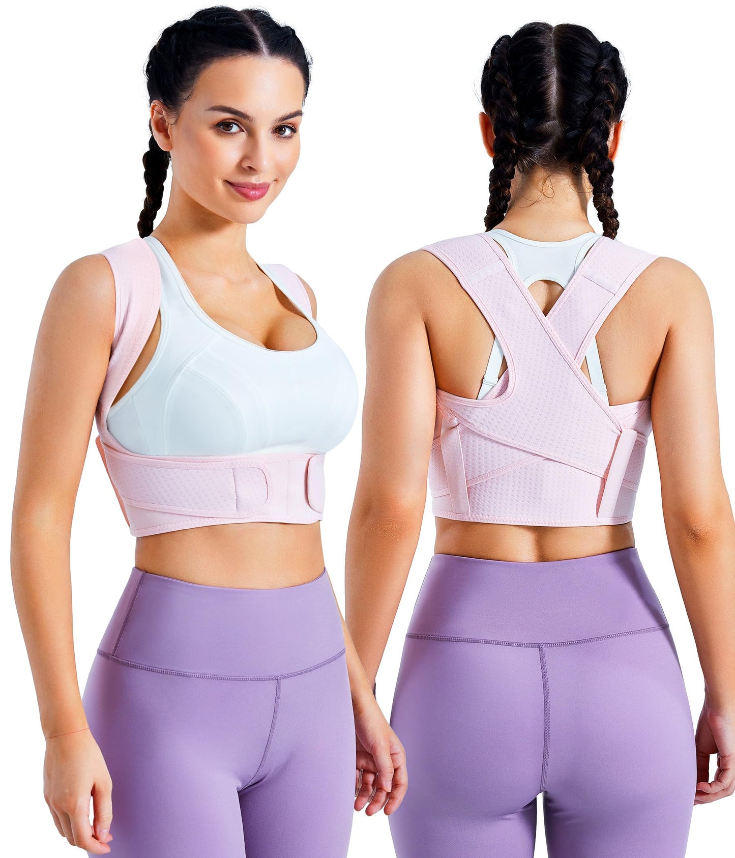 URSEXYLY Posture Corrector for Women Adjustable Upper Back Brace Posture Support Back Straightener Pain Relief(M/L,Pink)