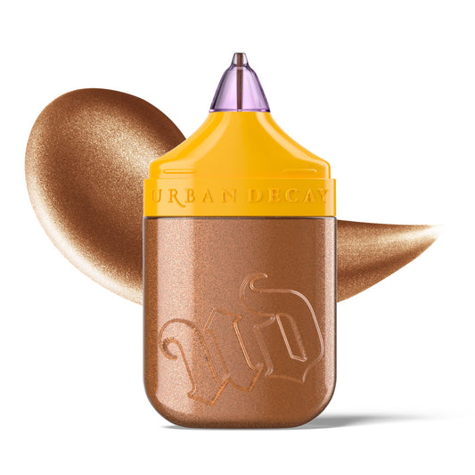 Urban Decay Face Bond Waterproof Luminizer (Half Baked - Warm Bronze Gold), All-Over Liquid Highlighter + Bronzer, with 3% Niacinamide, Smudge-Resistant, Transfer-Resistant - 1 fl oz