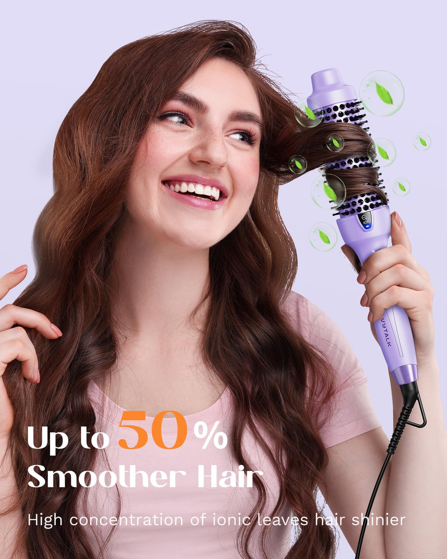 Wavytalk Updated Version Thermal Brush, Blowout Express 1.5 Inch Negative Ion Thermal Round Brush Creates Blowout Look, lonic Frizz Reduction Makes Hair Smoother (Lavender Purple)