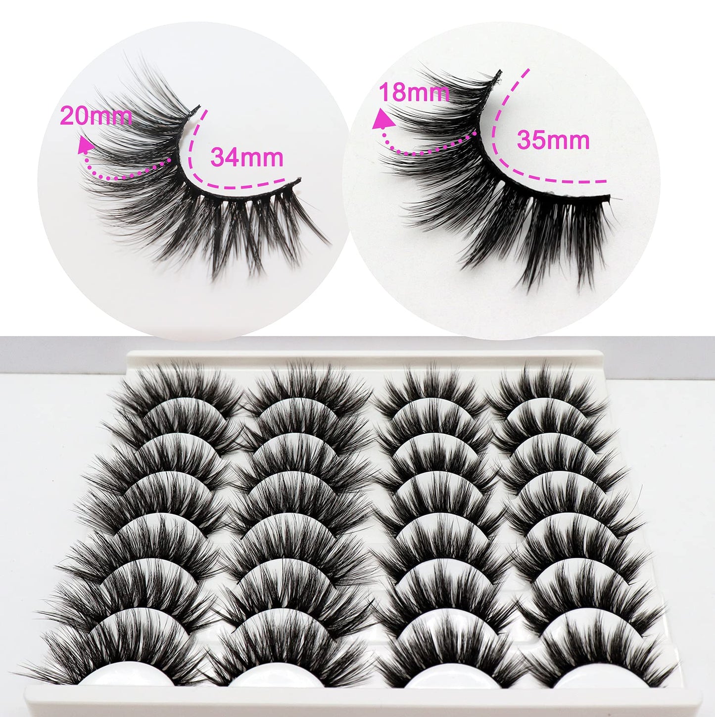 Losha False Lashes 14 Pairs Value Pack Fluffy Fake Eyelashes Natural Look 6D Handmade Reusable Eye Lashes Pack 2 Styles Mix