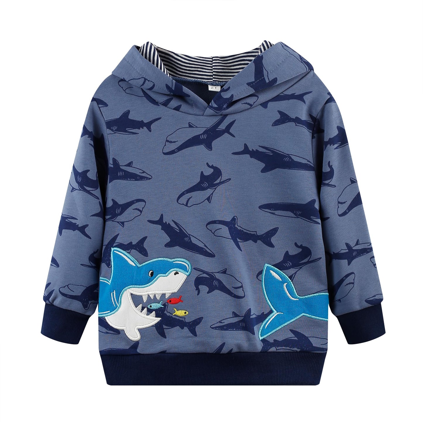 Akyzic Baby Boys Shark Hoodie Sweatshirt Toddler Long Sleeve Cotton Pullover Shirts Kids Winter Warm Sweater Tops shark-8222-4T