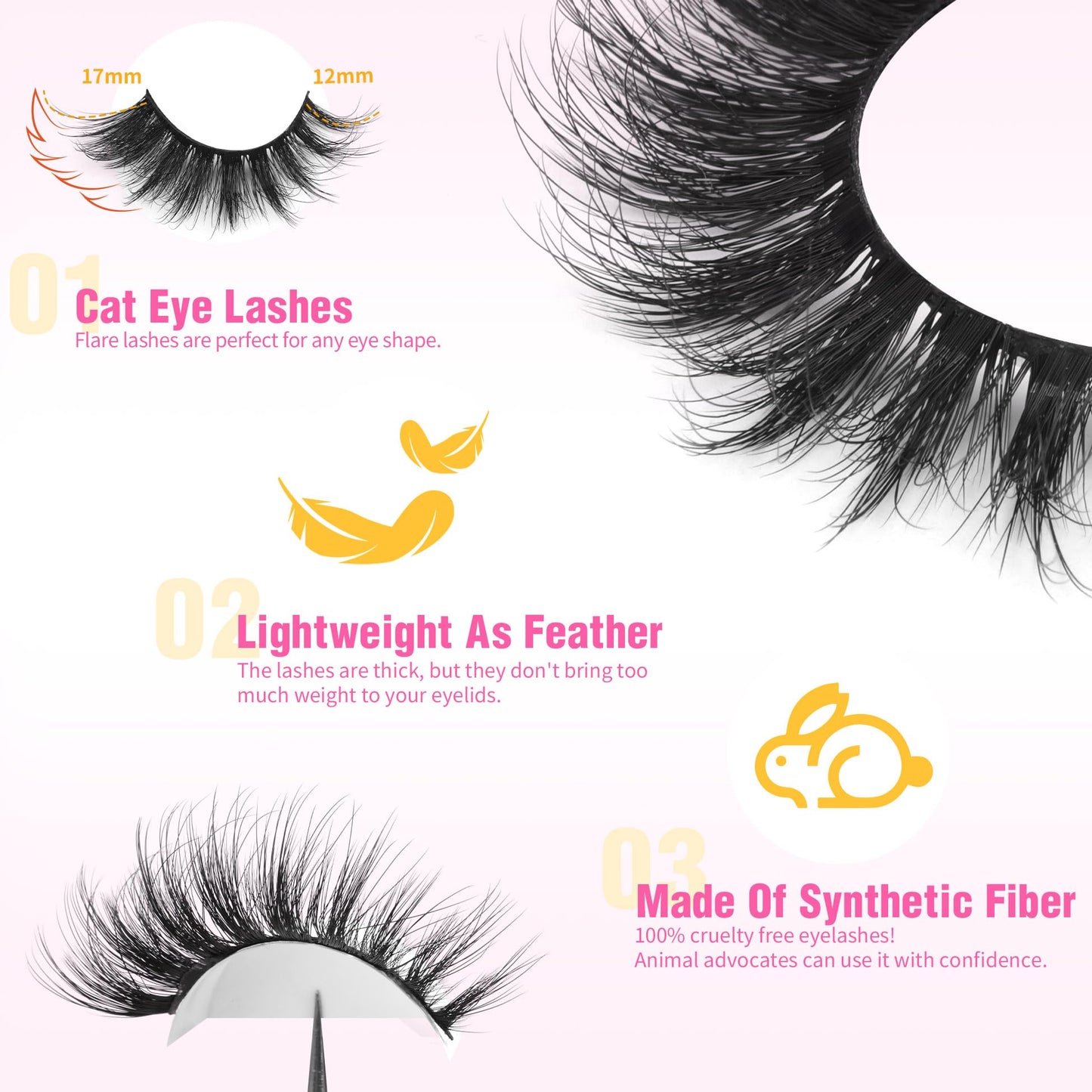 Wispy Lashes False Eyelashes Fluffy Mink Lashes Strip Fairy Fake Eyelashes Long Cat Eye Lashes 7 Pairs Fake Lashes Natural Look Volume Faux Mink Eyelashes