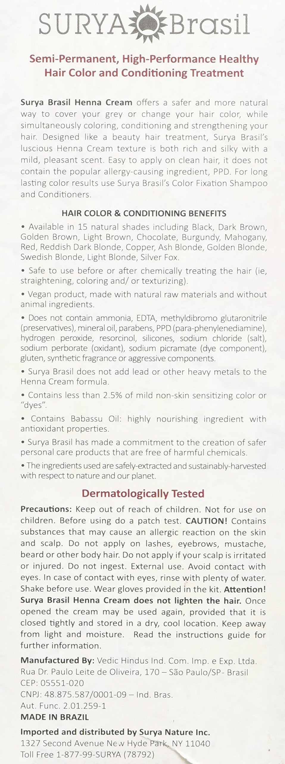 Surya Brasil Products Henna Cream, Red, 2.37 Fluid Ounce