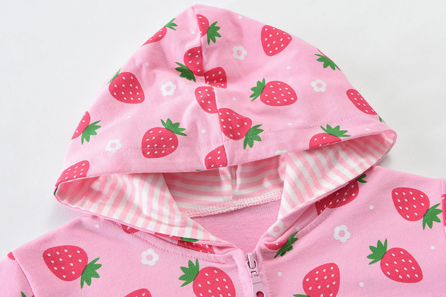 Tkria Baby Girls Zip-up Jacket Toddler Lightweight Hoodie Cotton Pullover Fleece Strawberry Sweatshirt Kids Fall Winter Coat Outwear Size 6