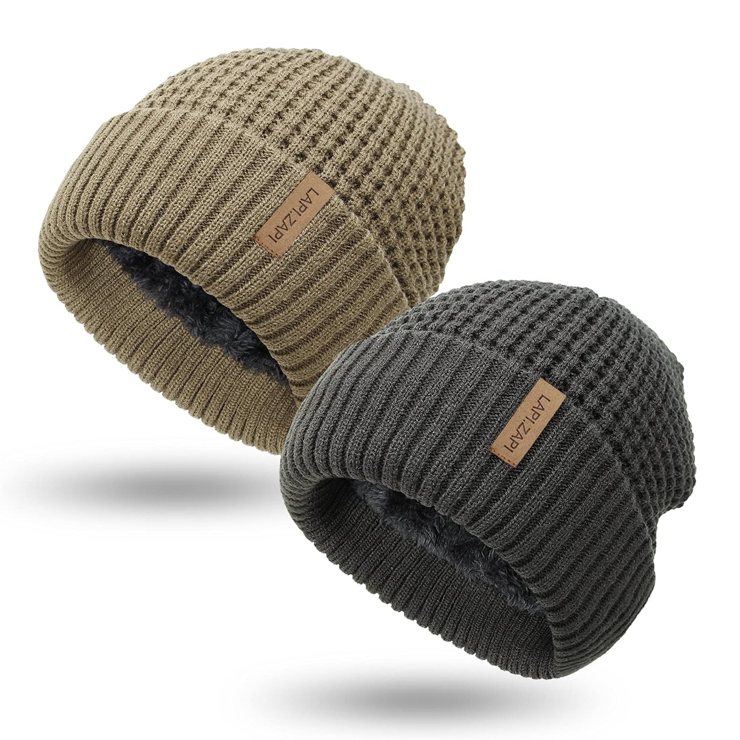 LAPI.ZAPI Winter Hat for Men Fleece Lined Skull Cap Cuff Beanie Outdoor Women Sports Cap