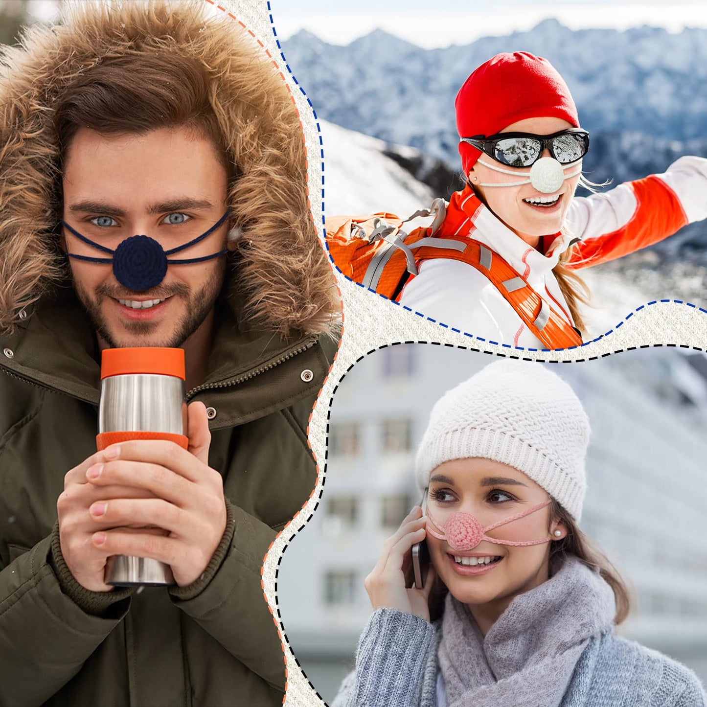 Eurzom 8 Pcs Nose Warmer Women Winter Cozy Soft Nose Cover Comfort Wool Nose Guard for Women Men Sleeping Ski Outdoor Activities Cold Weather Snow Air Conditioning Protection, 8 Colors