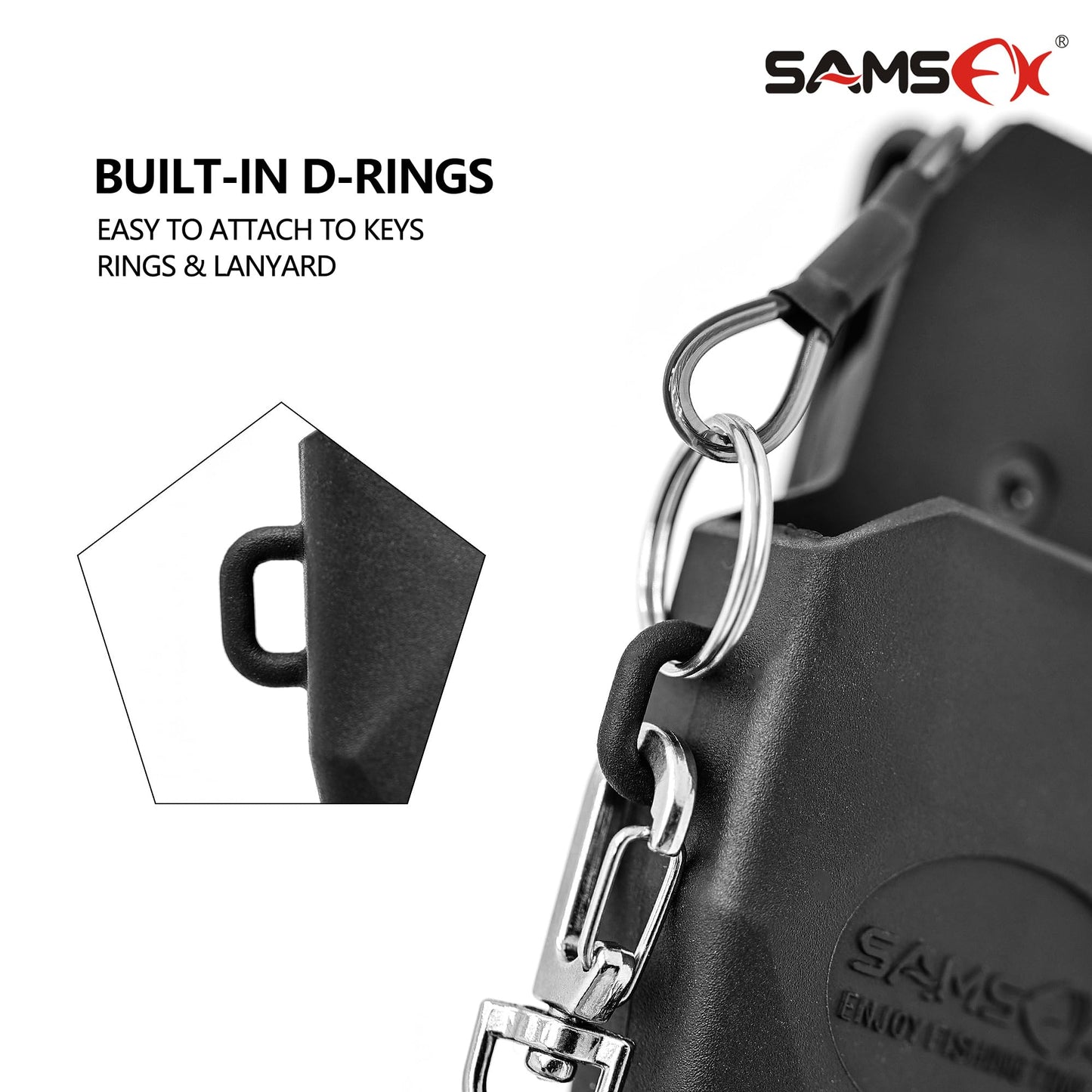 SAMSFX Aluminum Fishing Pliers Hook Remover Braid Line Cutter with Coiled Lanyard, Fly Fishing Knot Tying Tool & Retractors (Blue Handle, Split Ring Nose)